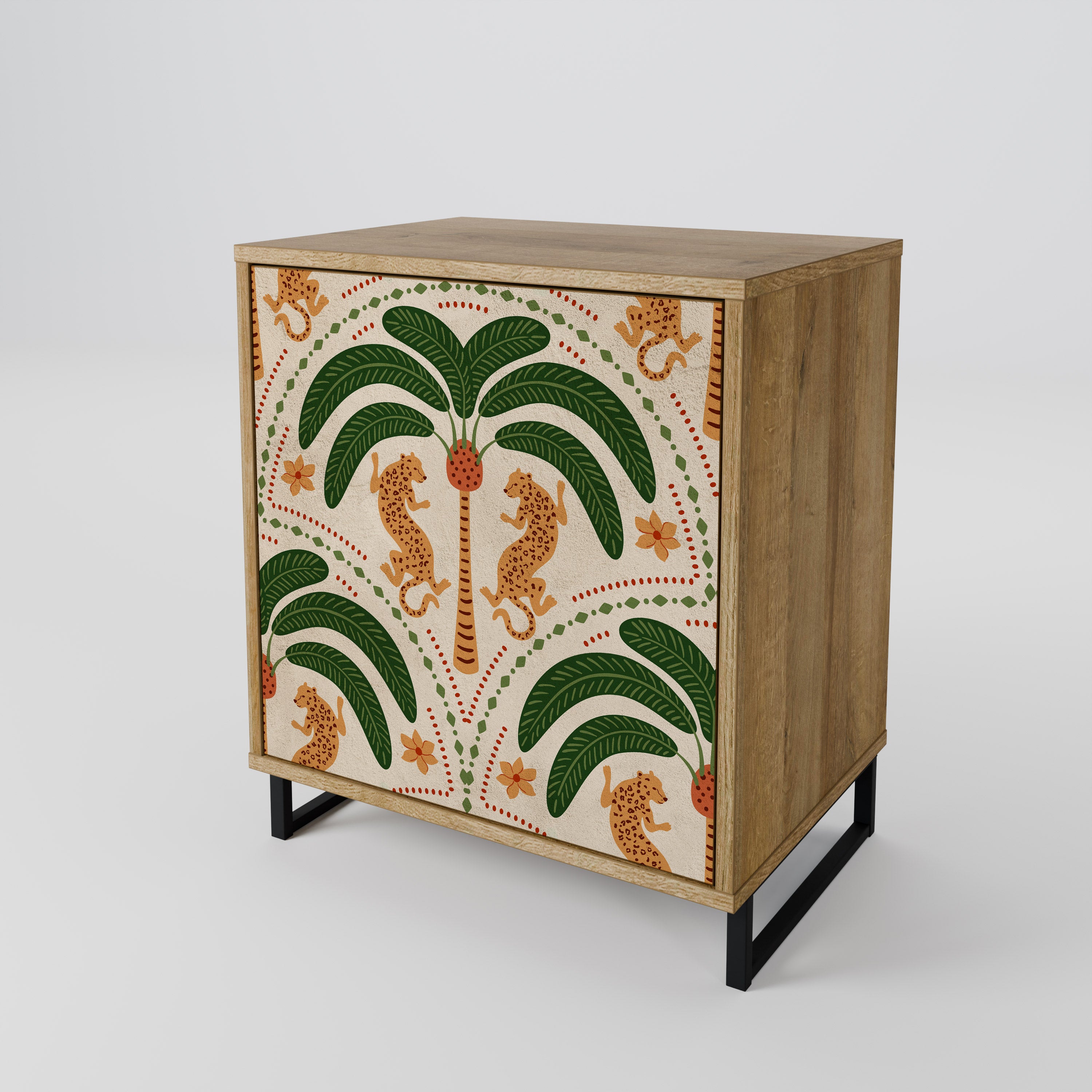 DANCING PREDATORS Sideboard mit 1 Tür in Eiche-Optik