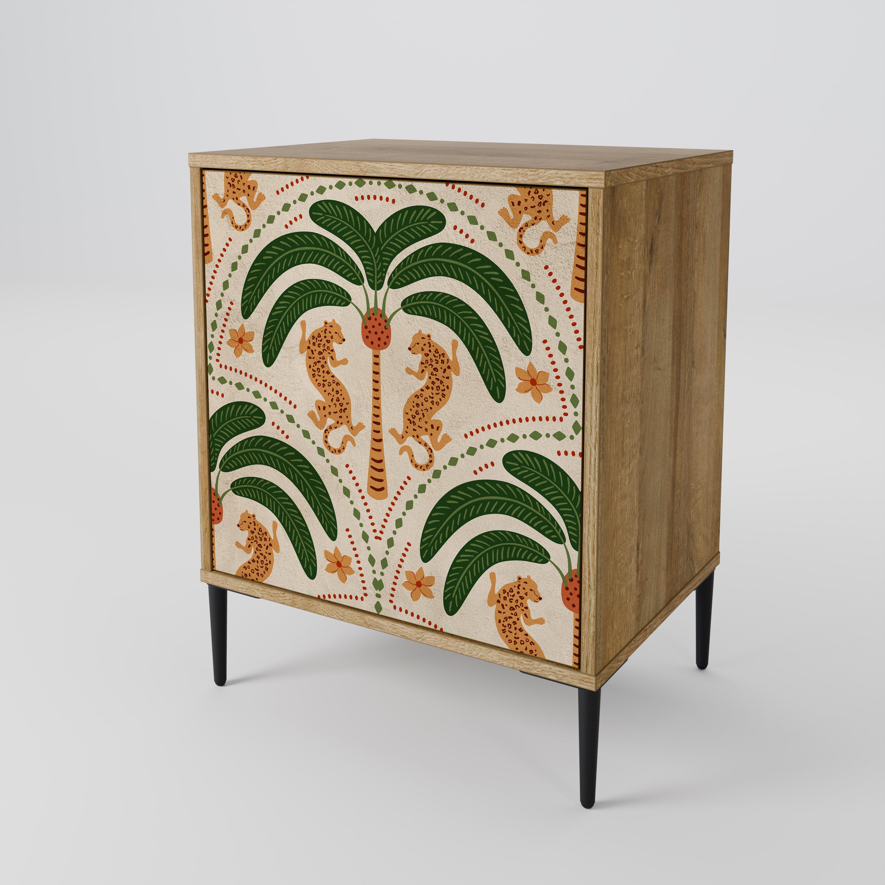 DANCING PREDATORS Sideboard mit 1 Tür in Eiche-Optik