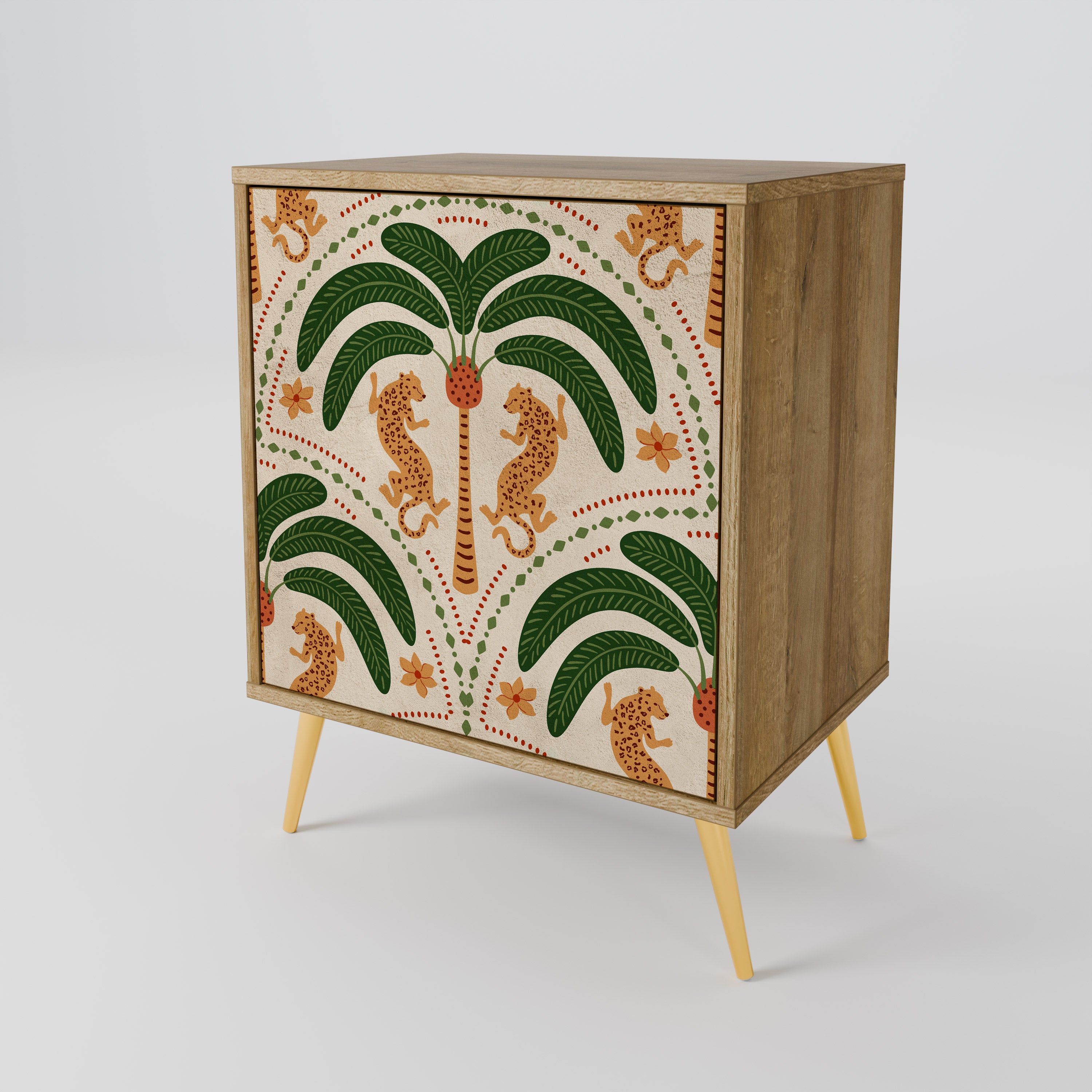 DANCING PREDATORS Sideboard mit 1 Tür in Eiche-Optik