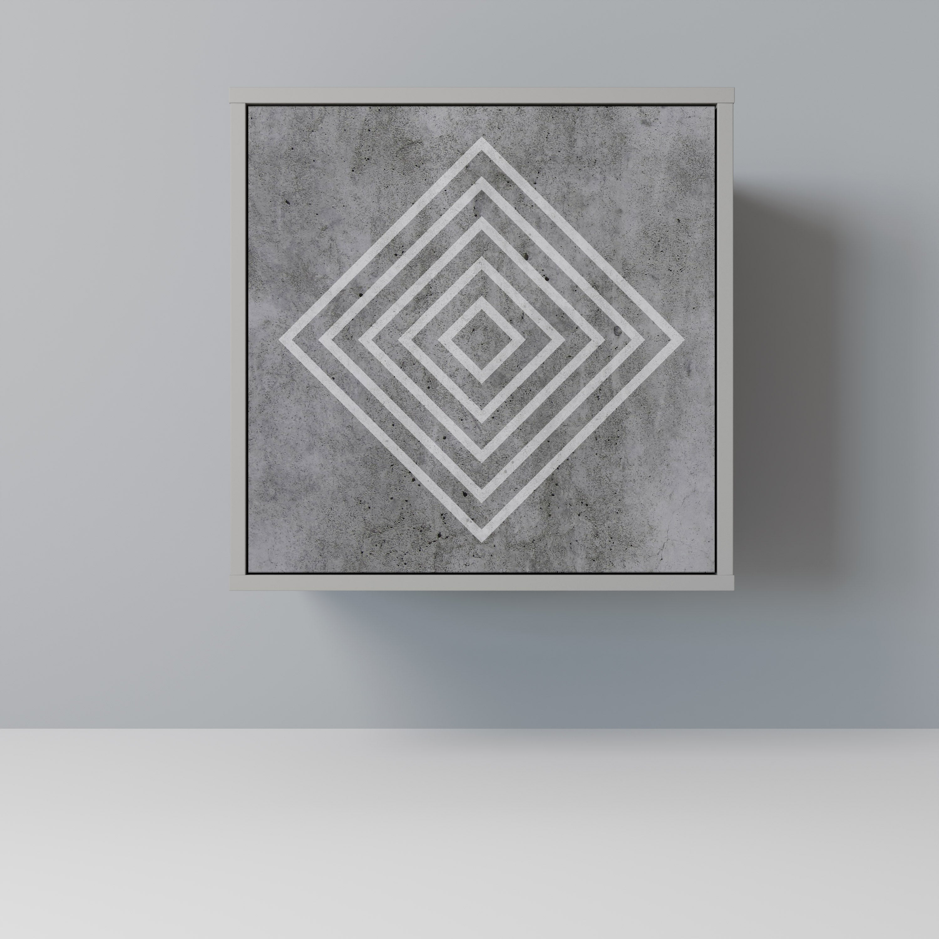 POLYGONAL ARTISTRY 1-Door Sideboard in Grey Finish