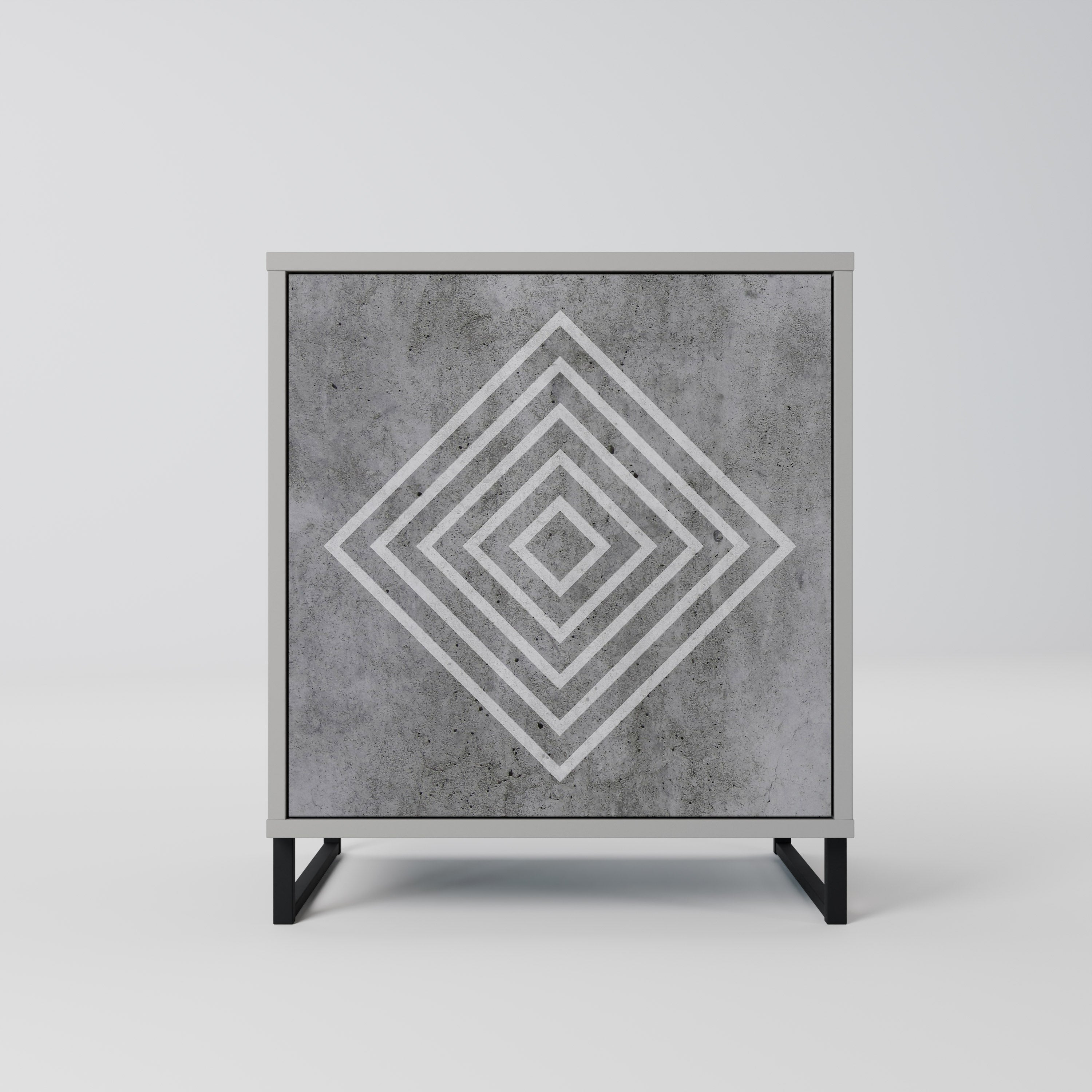 POLYGONAL ARTISTRY 1-Door Sideboard in Grey Finish