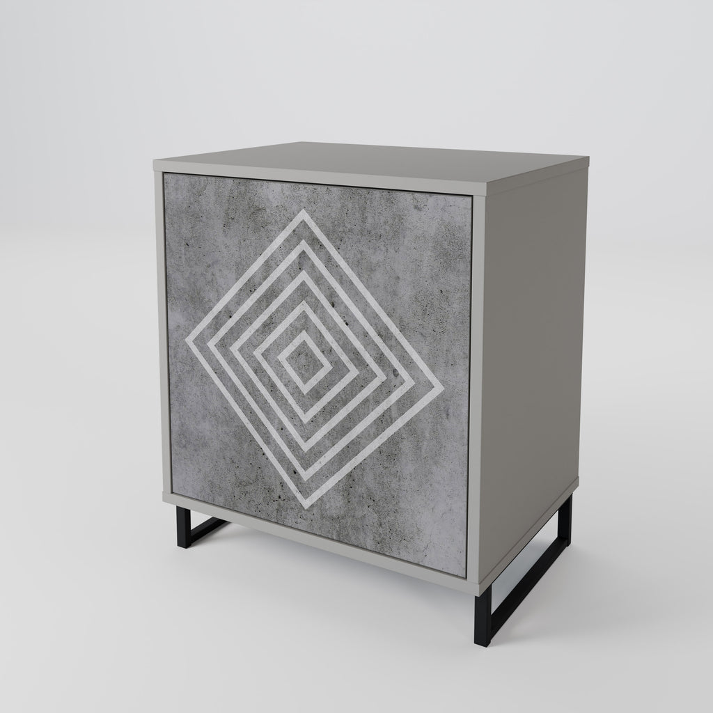 POLYGONAL ARTISTRY 1-Door Sideboard in Grey Finish