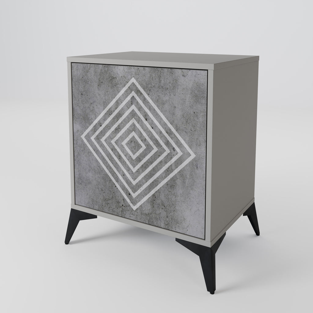 POLYGONAL ARTISTRY 1-Door Sideboard in Grey Finish