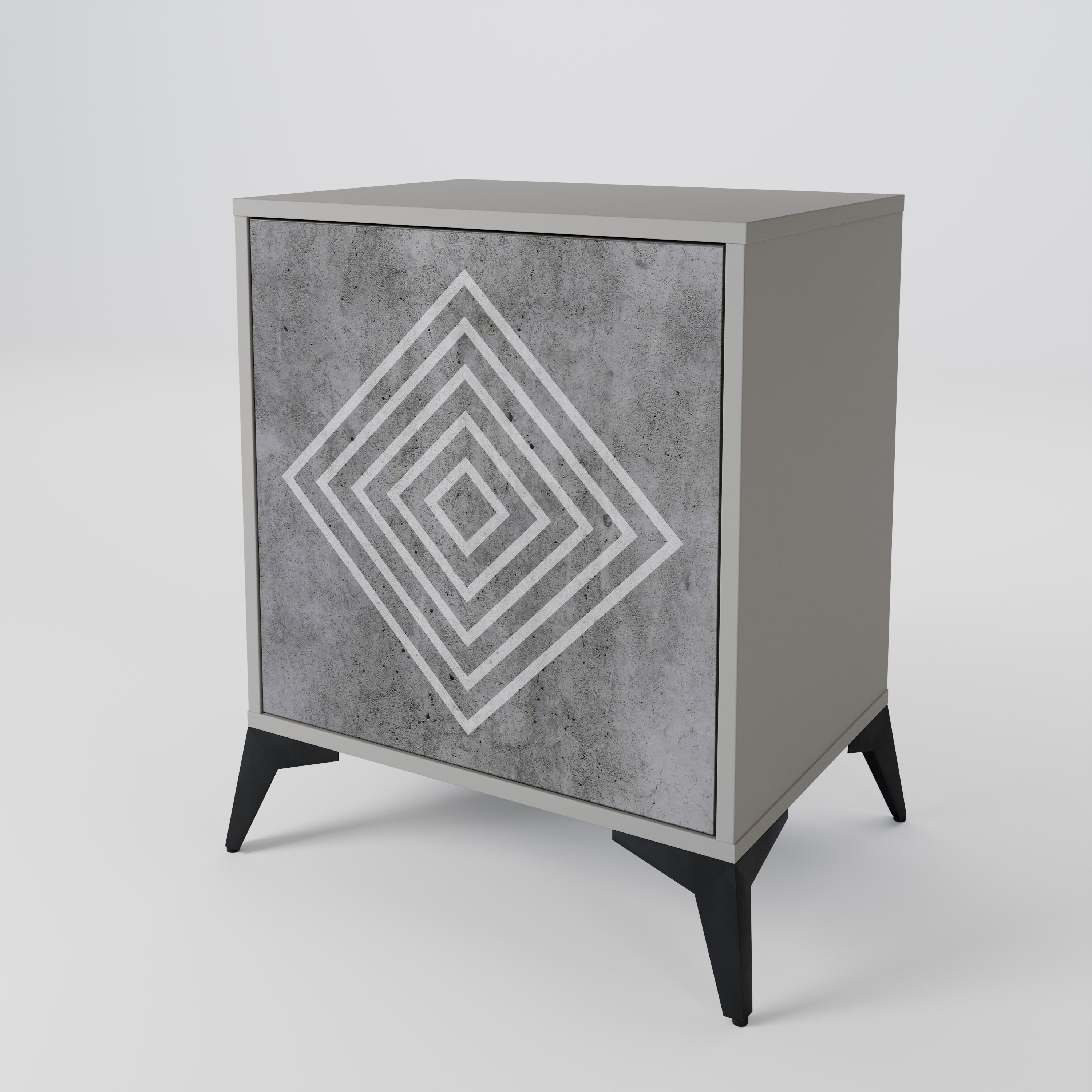 POLYGONAL ARTISTRY 1-Door Sideboard in Grey Finish