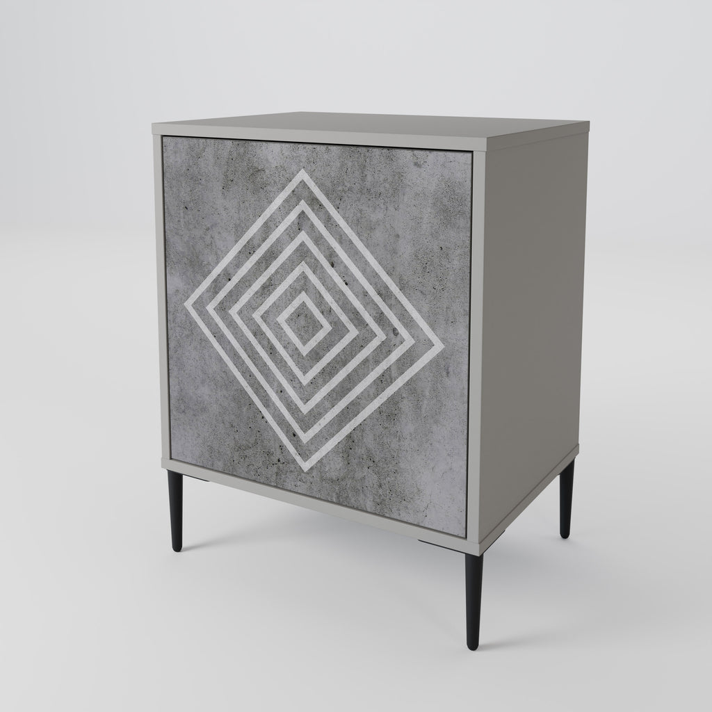 POLYGONAL ARTISTRY 1-Door Sideboard in Grey Finish