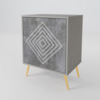 POLYGONAL ARTISTRY 1-Door Sideboard in Grey Finish