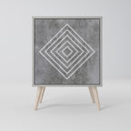POLYGONAL ARTISTRY 1-Door Sideboard in Grey Finish