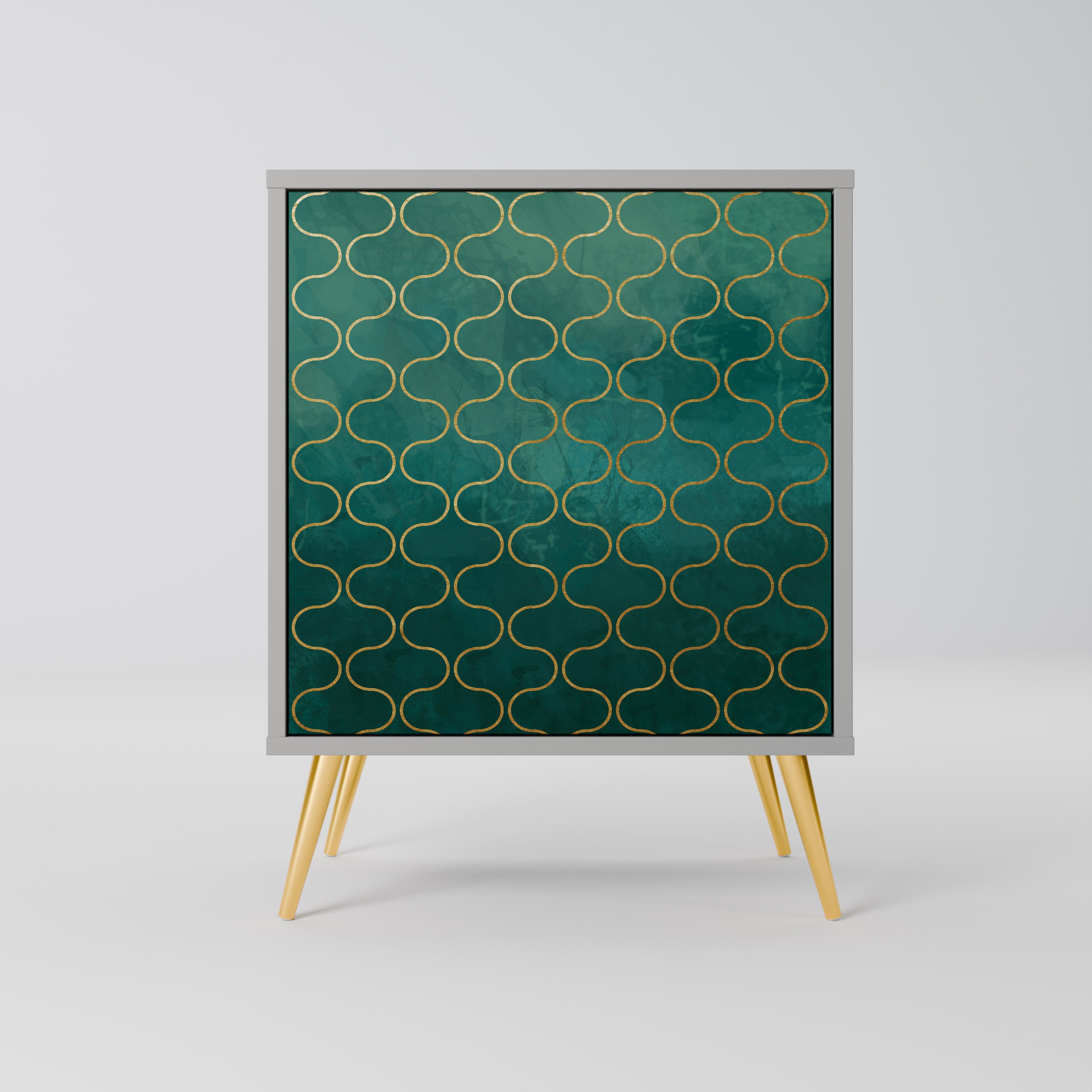 TESSELATED GREENERY 1-Door Sideboard in Grey Finish