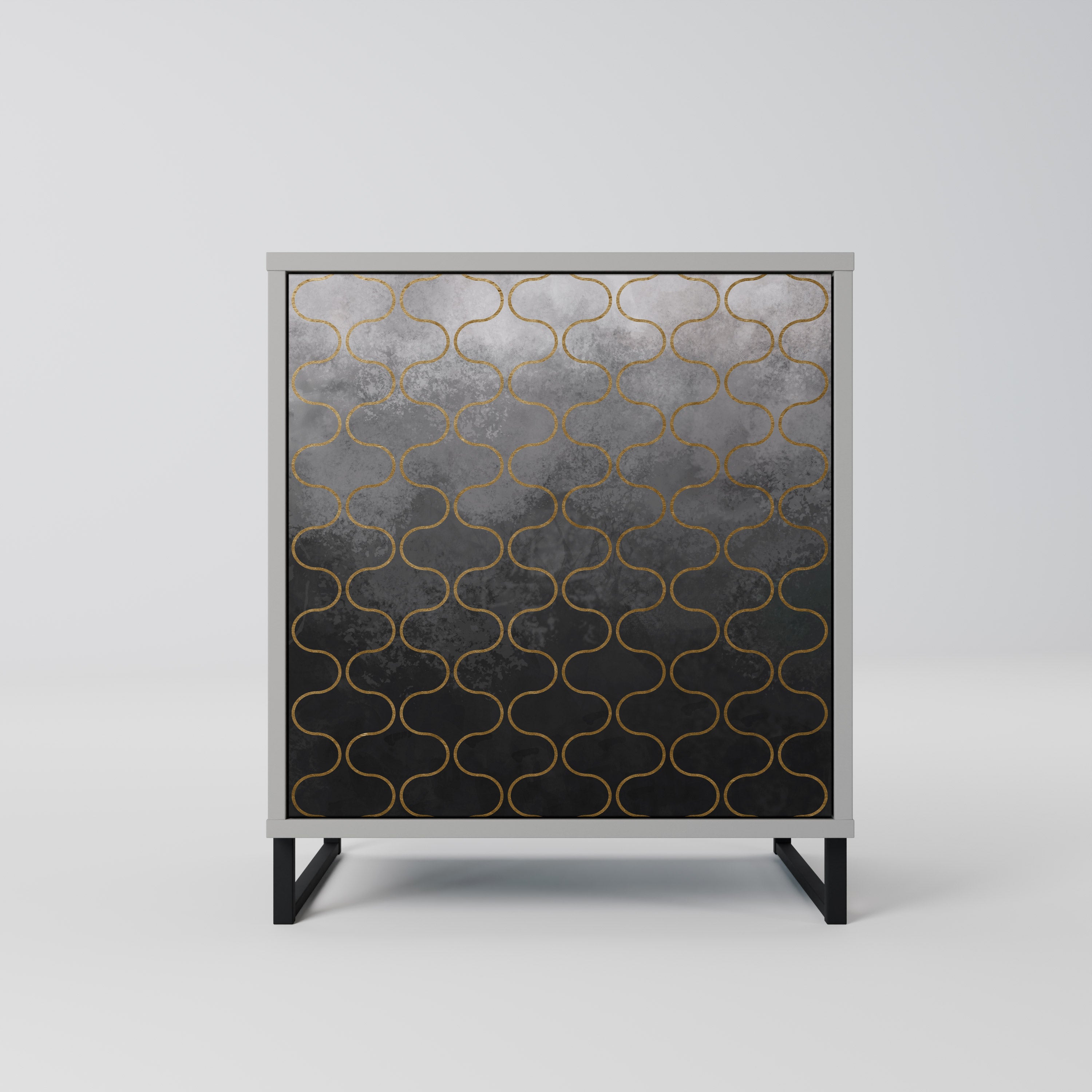 TESSELATED GRAYISH 1-Door Sideboard in Grey Finish