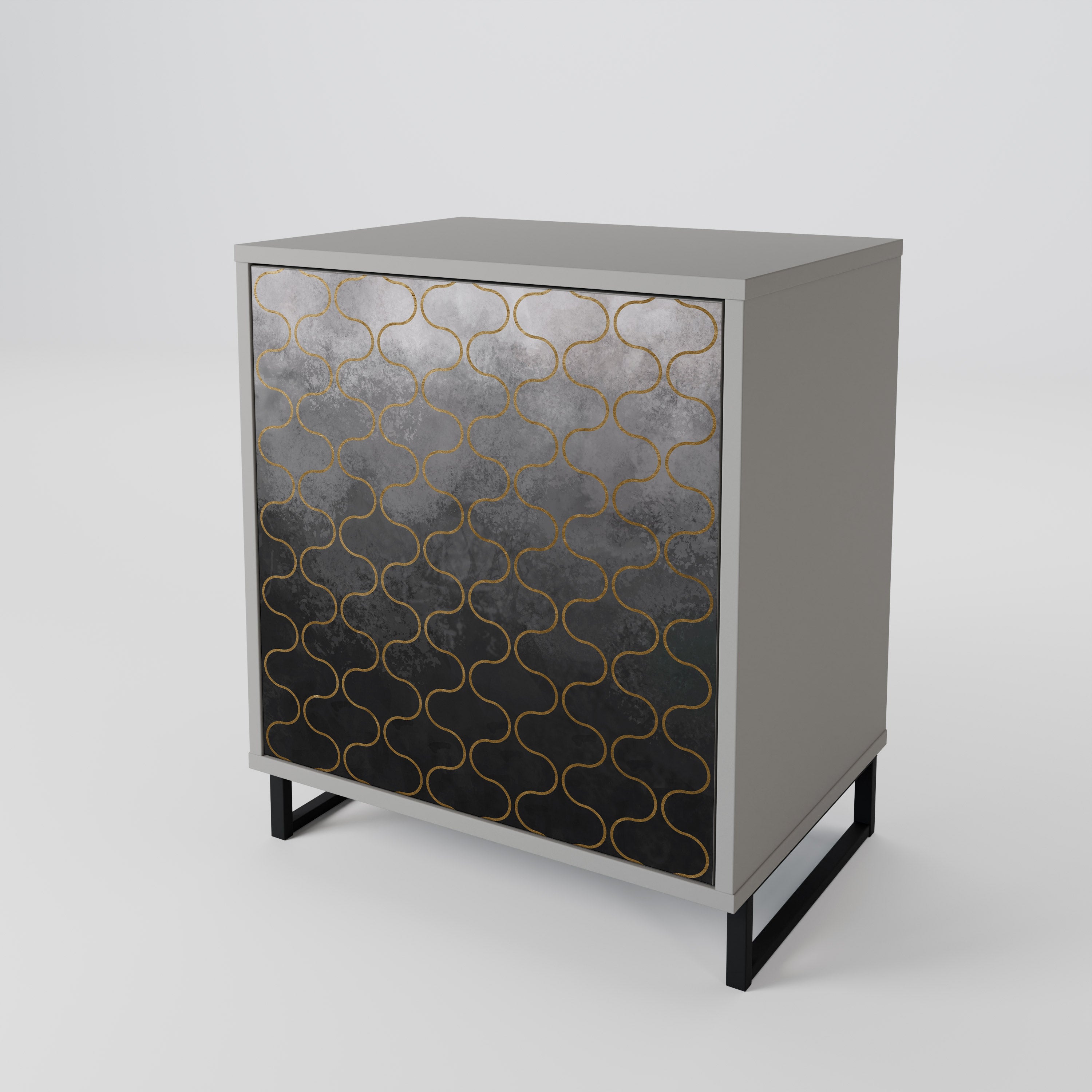 TESSELATED GRAYISH 1-Door Sideboard in Grey Finish