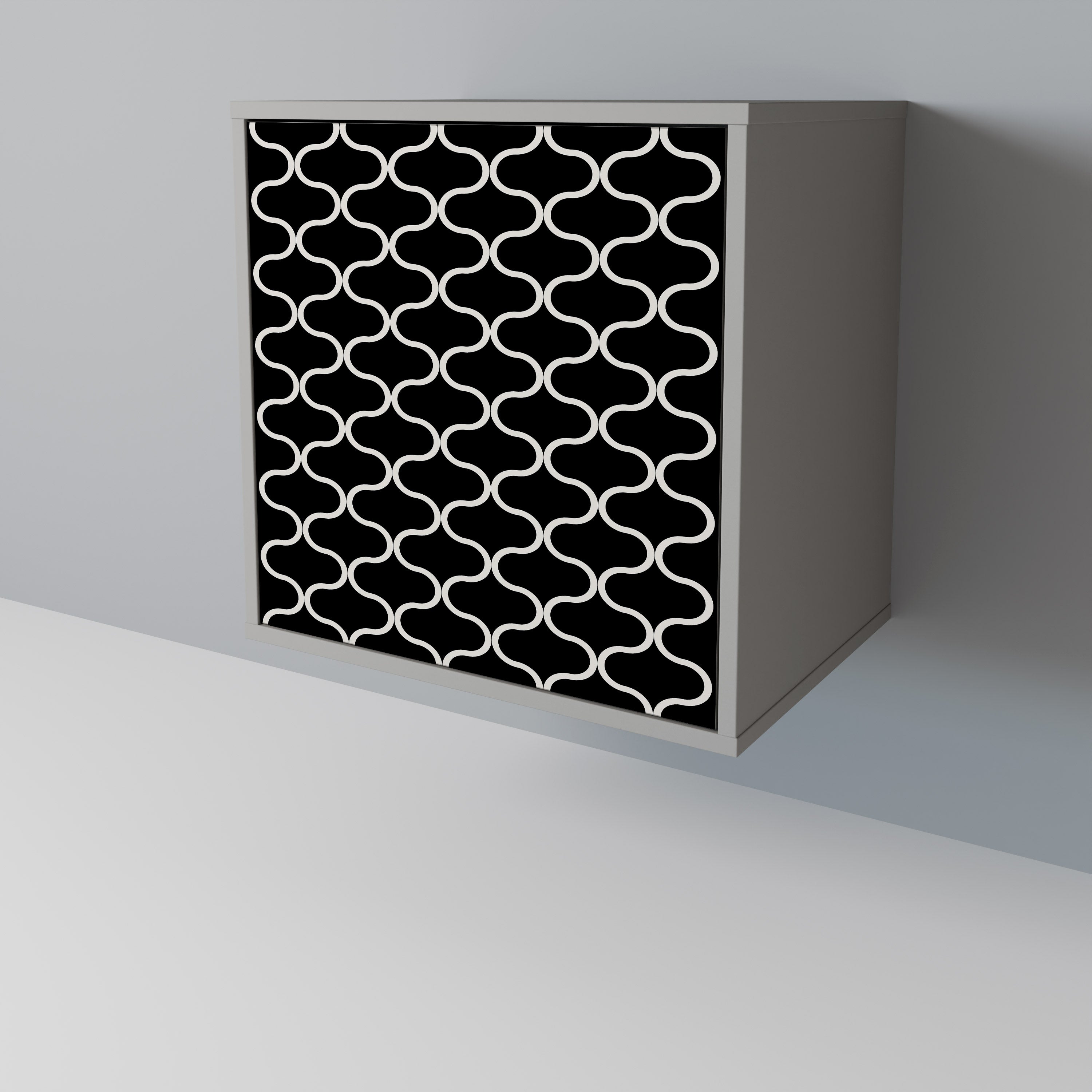 TESSELATED BLACKNESS 1-Door Sideboard in Grey Finish