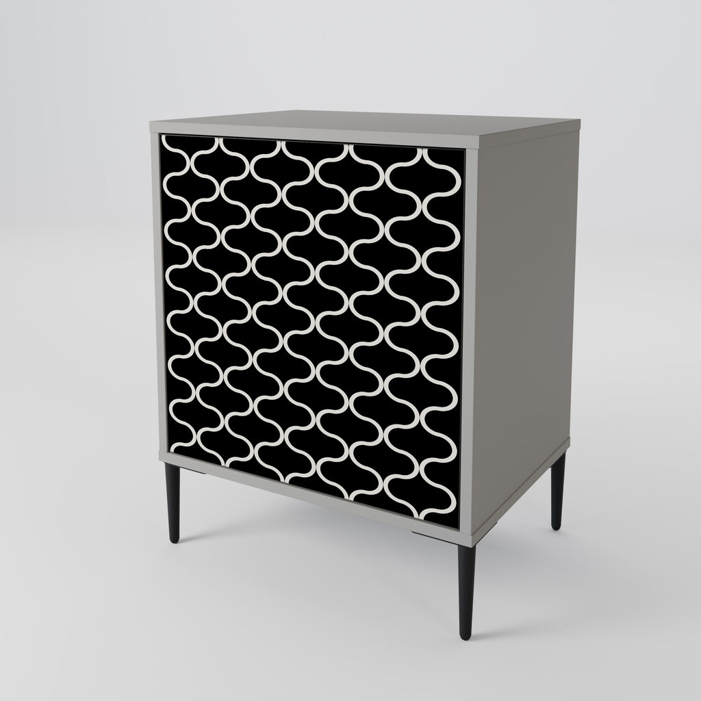 TESSELATED BLACKNESS 1-Door Sideboard in Grey Finish