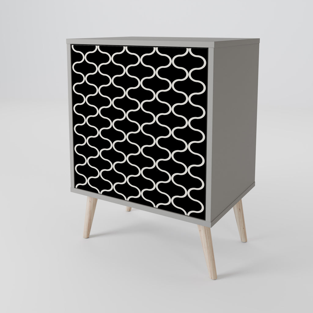 TESSELATED BLACKNESS 1-Door Sideboard in Grey Finish