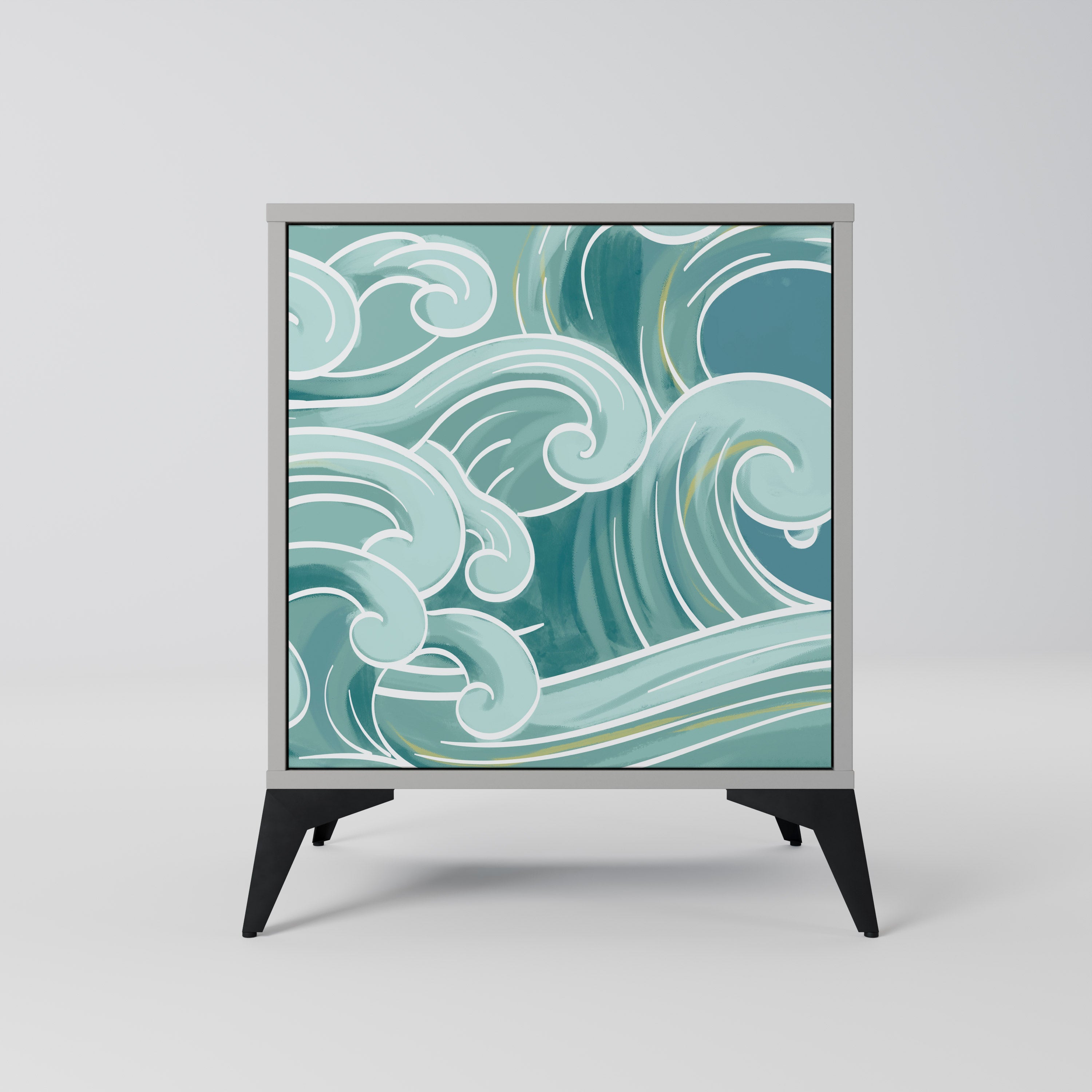 ASIAN SWAY 1-Door Sideboard in Grey Finish