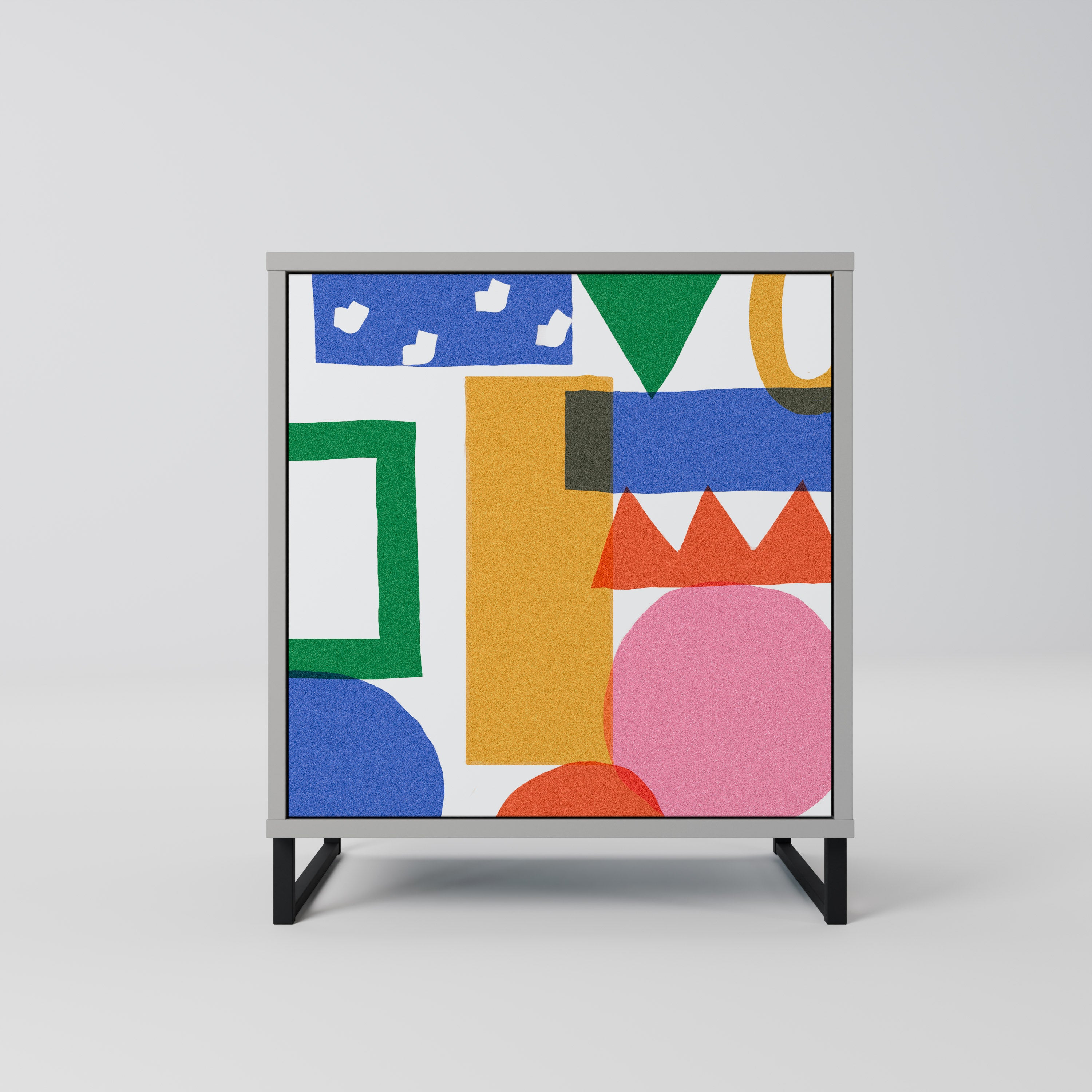 GEOMETRIC GLIMMER 1-Door Sideboard in Grey Finish