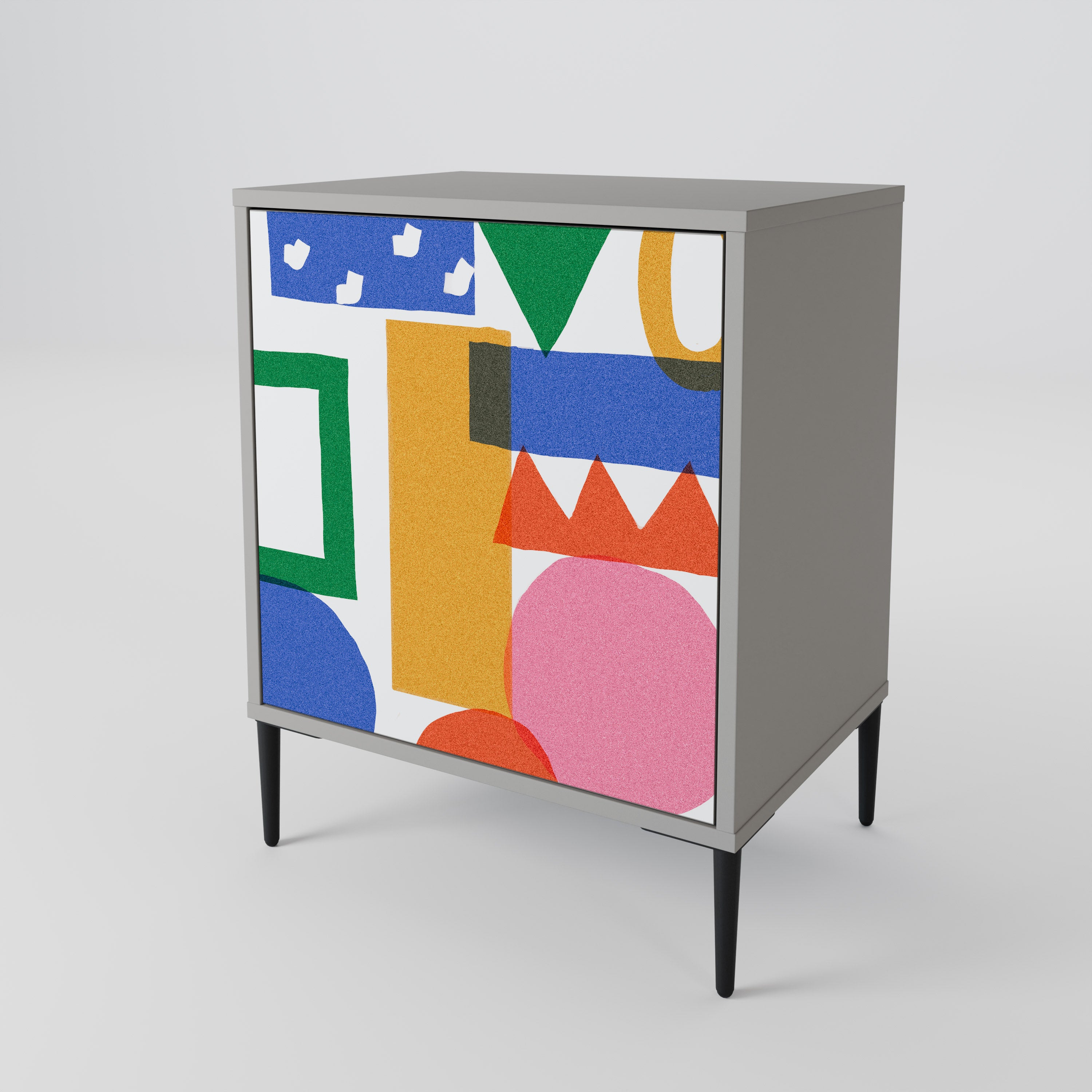 GEOMETRIC GLIMMER 1-Door Sideboard in Grey Finish