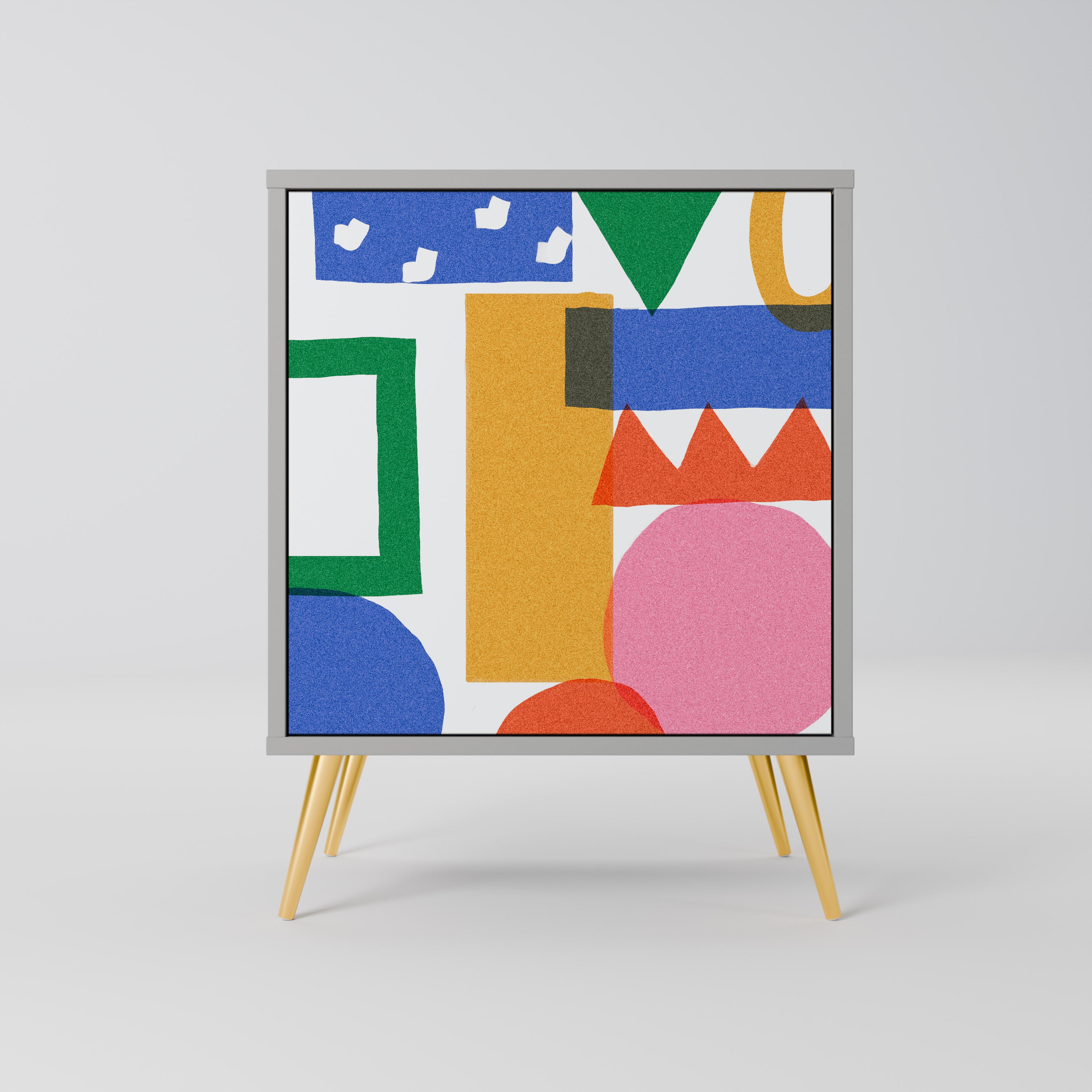 GEOMETRIC GLIMMER 1-Door Sideboard in Grey Finish