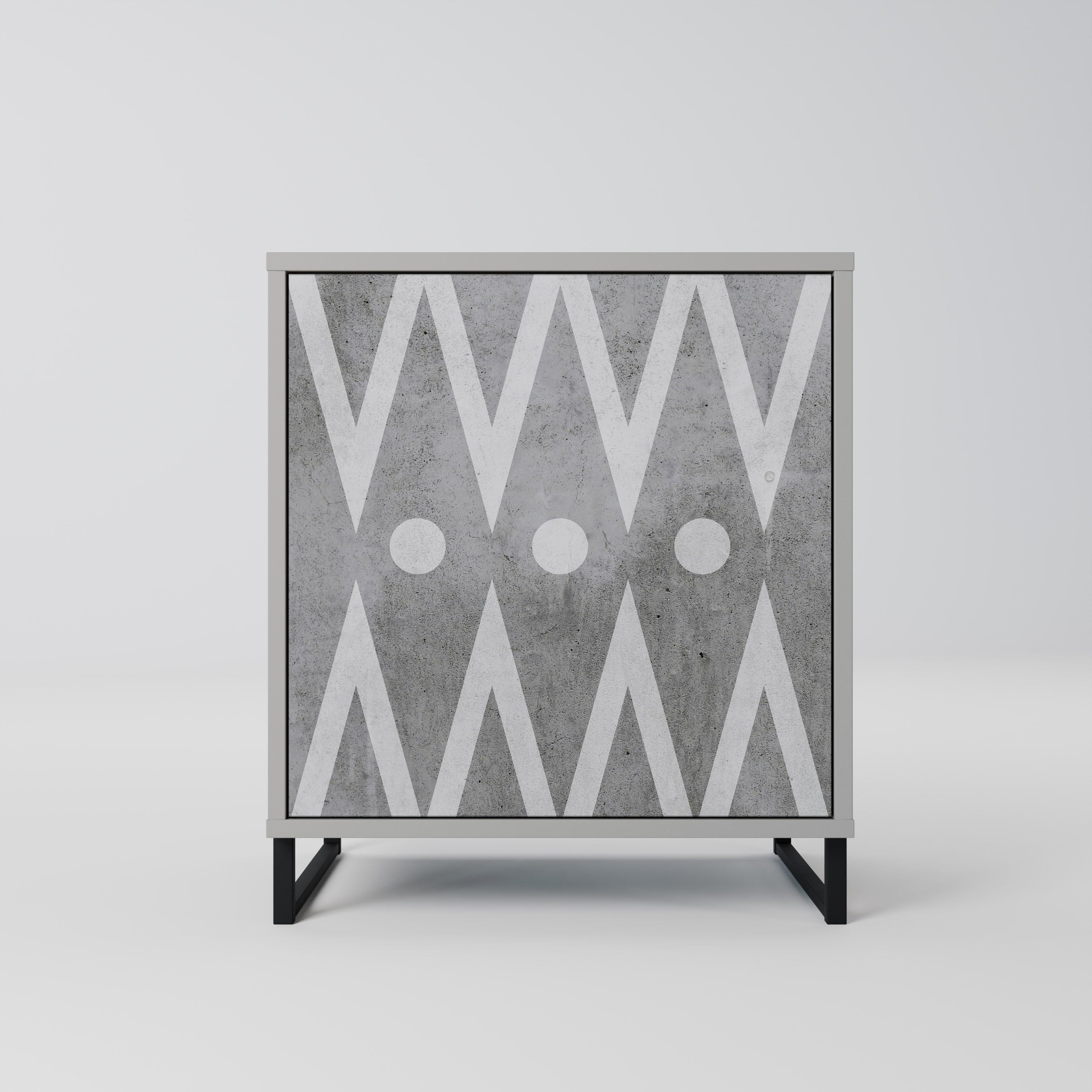 SHARP EDGES 1-Door Sideboard in Grey Finish