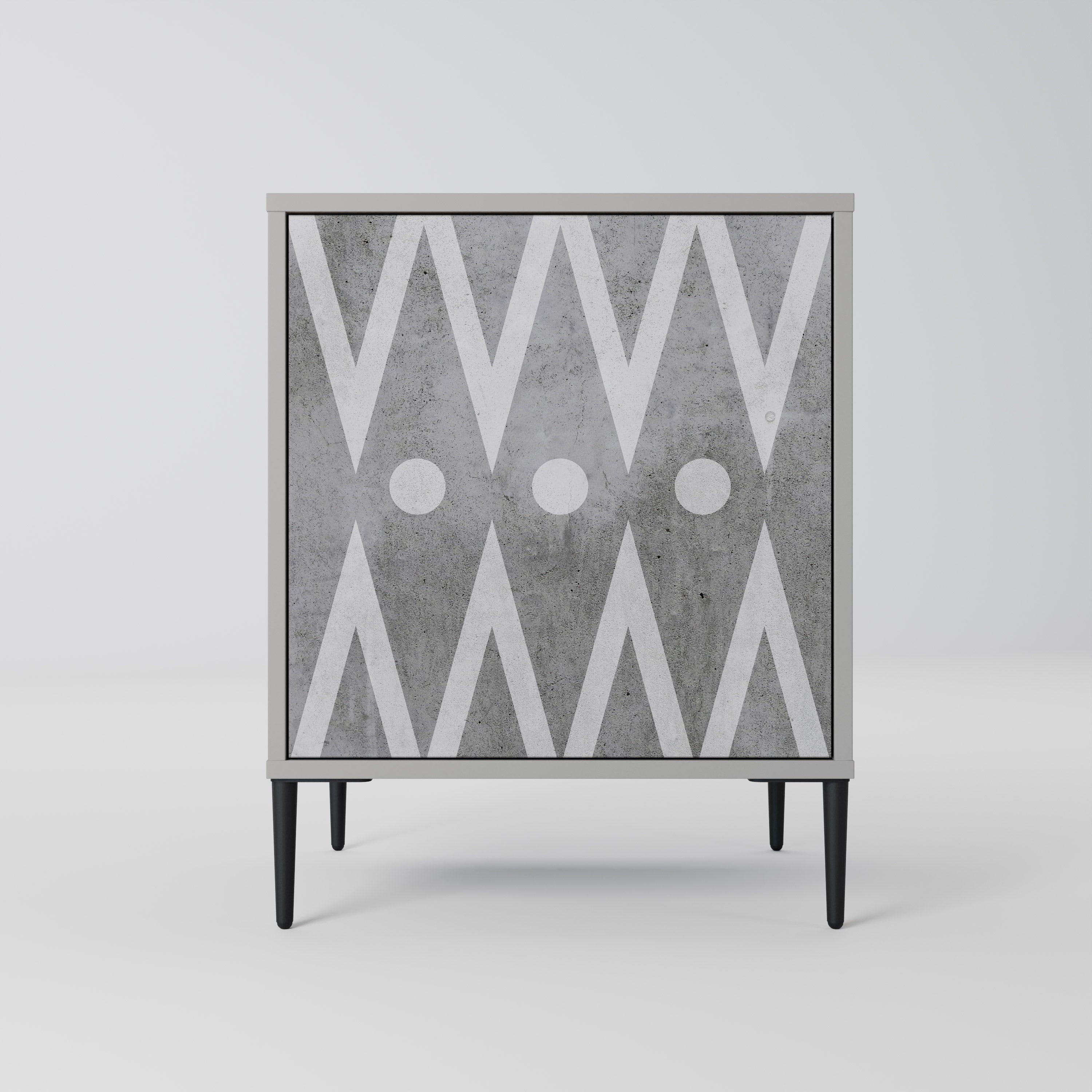 SHARP EDGES 1-Door Sideboard in Grey Finish