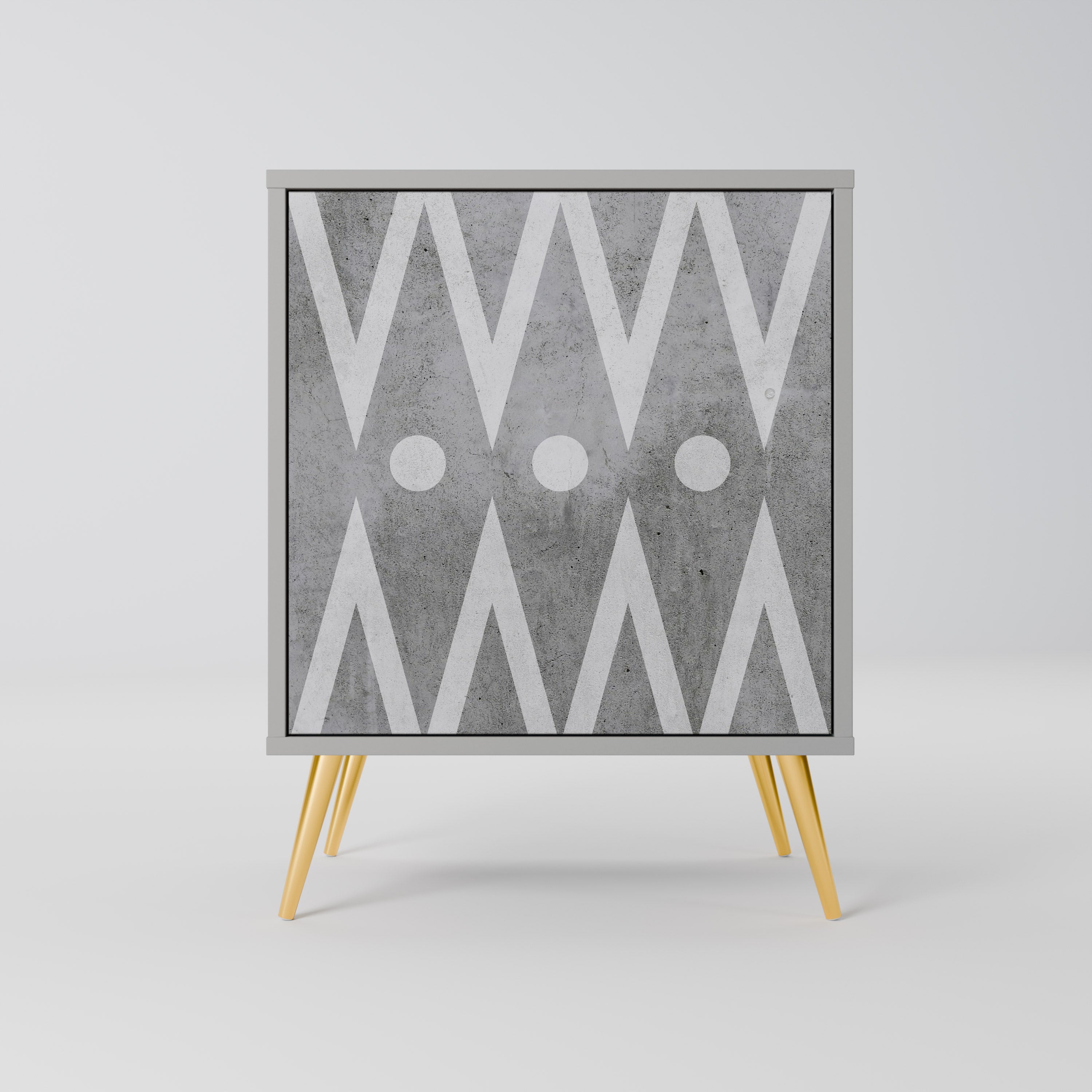 SHARP EDGES 1-Door Sideboard in Grey Finish