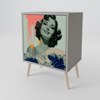 KANAGAWA BEAUTY 1-Door Sideboard in Grey Finish