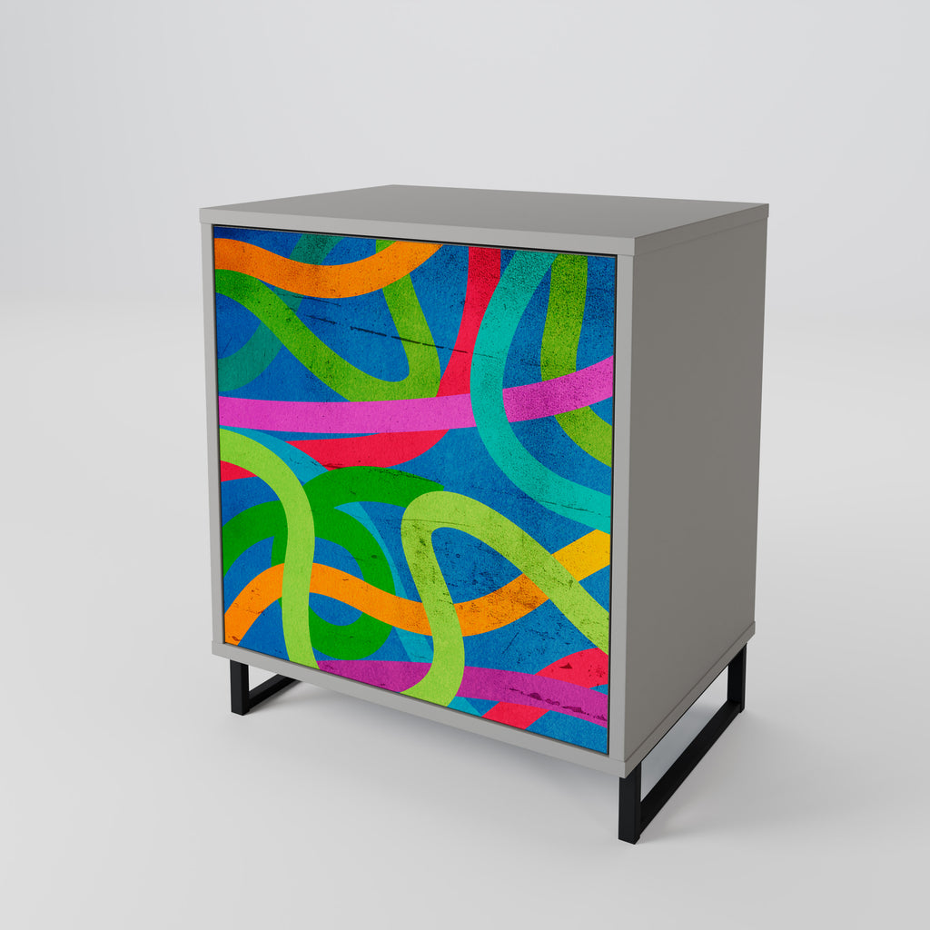 STREAMER TANGLE 1-Door Sideboard in Grey Finish
