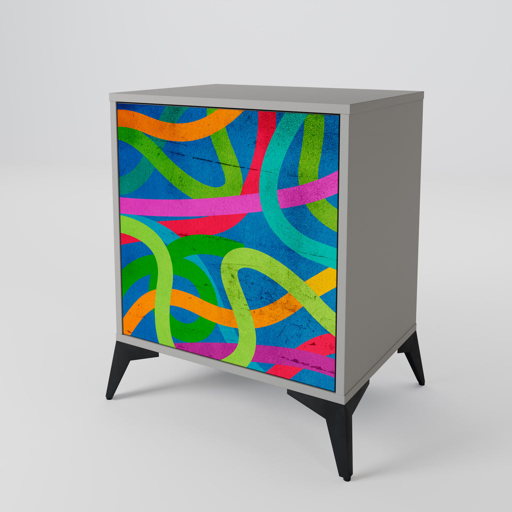 STREAMER TANGLE 1-Door Sideboard in Grey Finish