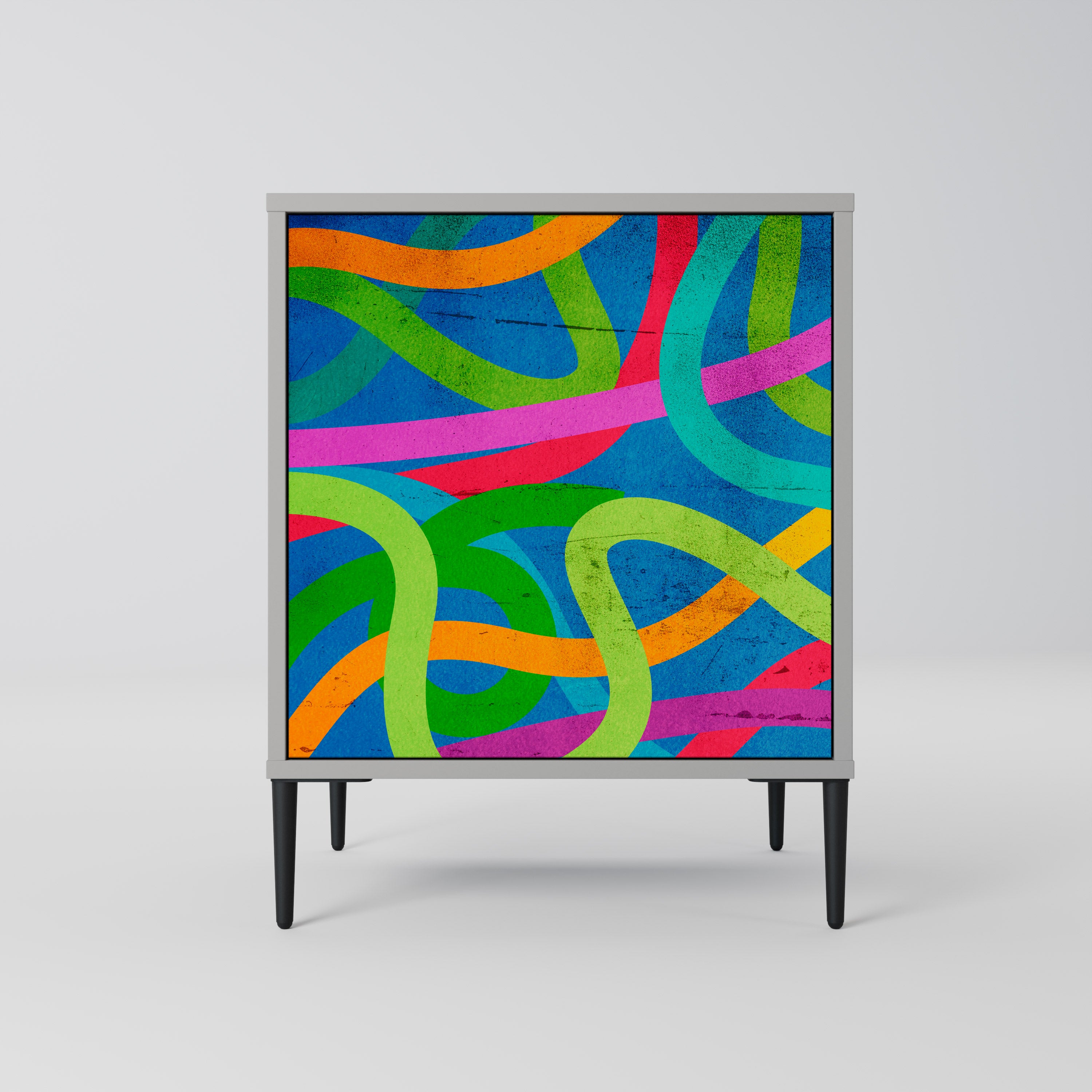 STREAMER TANGLE 1-Door Sideboard in Grey Finish