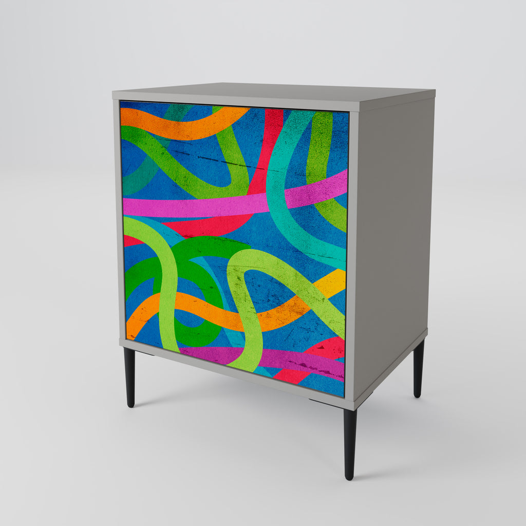 STREAMER TANGLE 1-Door Sideboard in Grey Finish