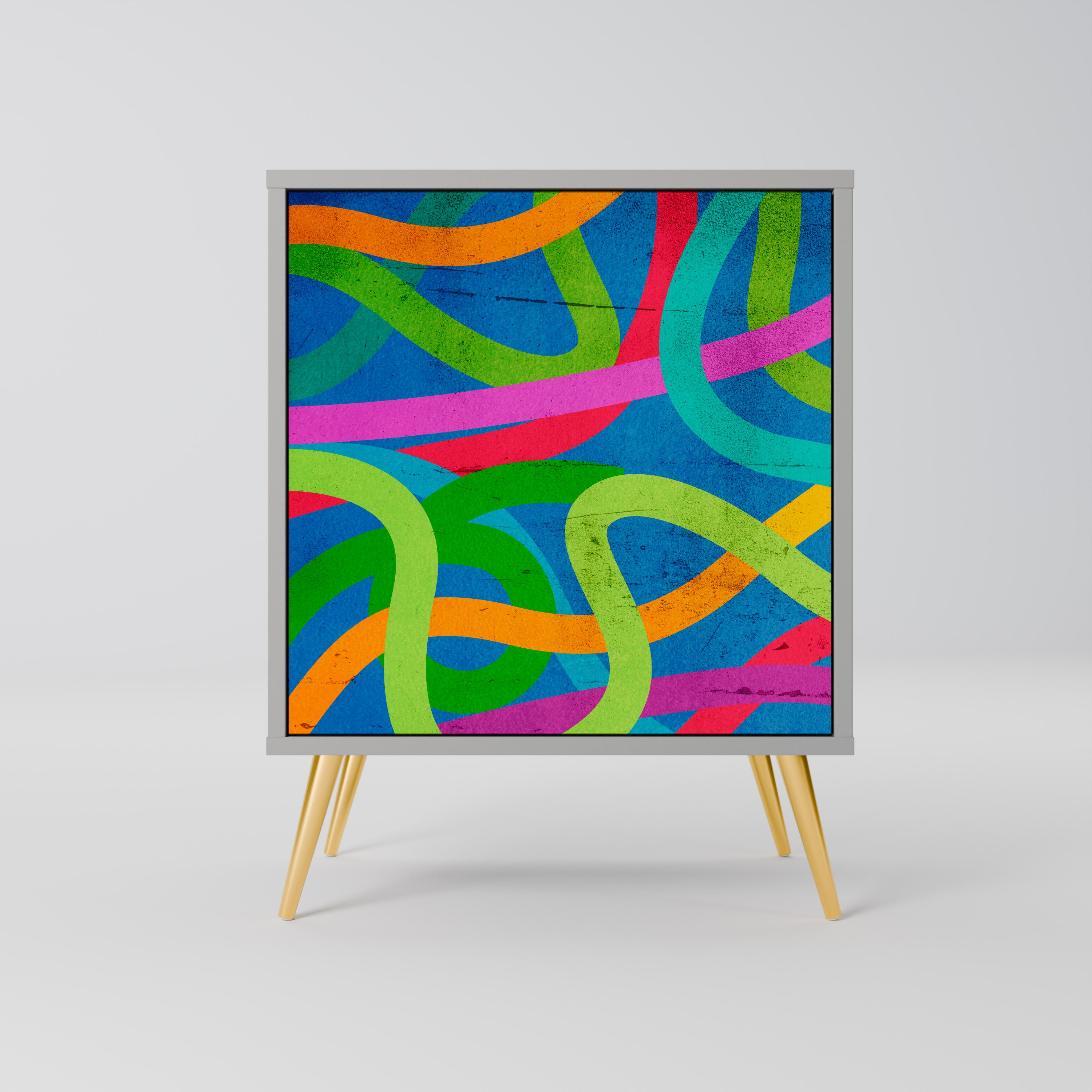 STREAMER TANGLE 1-Door Sideboard in Grey Finish