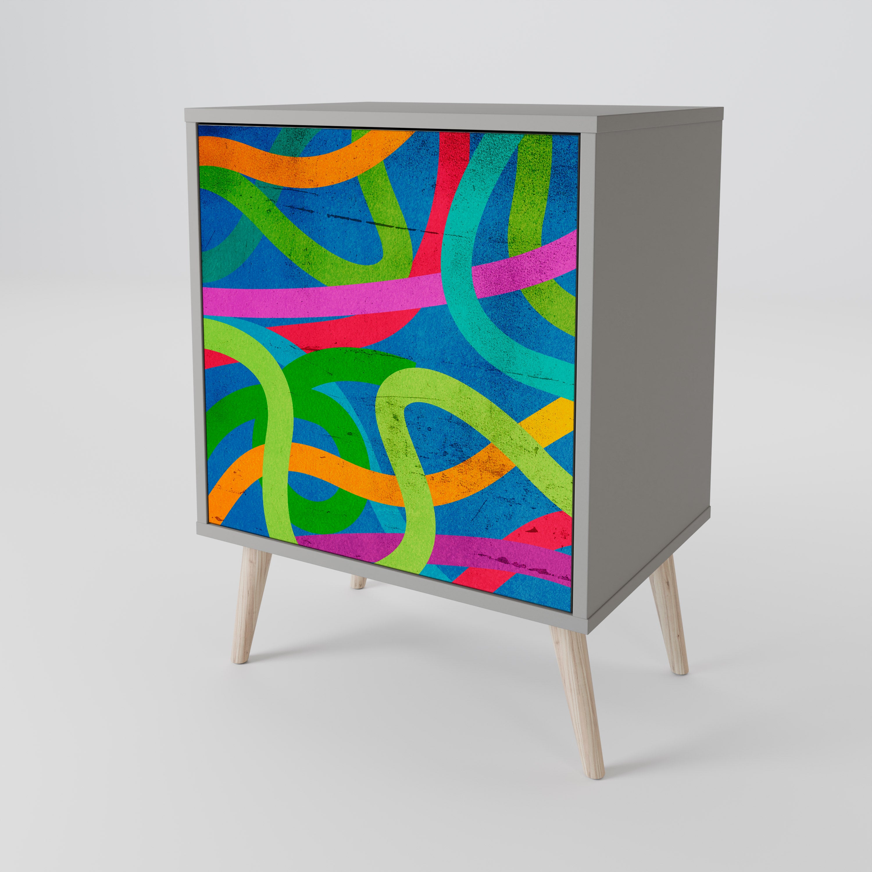 STREAMER TANGLE 1-Door Sideboard in Grey Finish