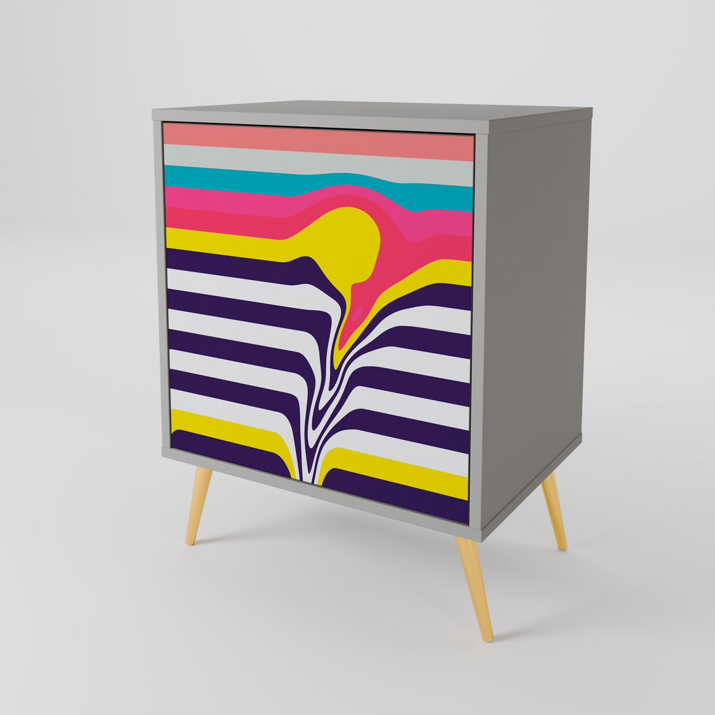 TONE COLLAPSE 1-Door Sideboard in Grey Finish