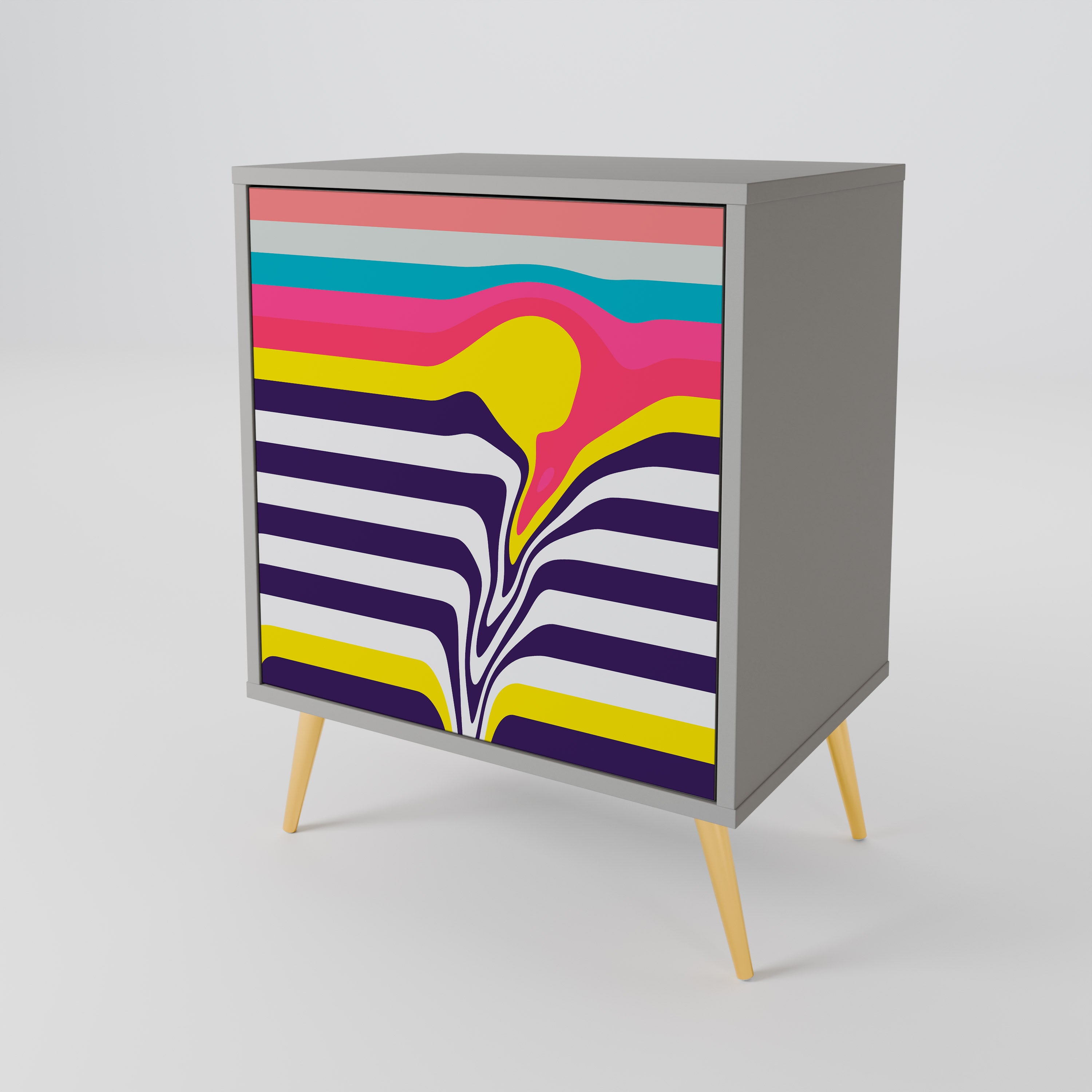 TONE COLLAPSE 1-Door Sideboard in Grey Finish