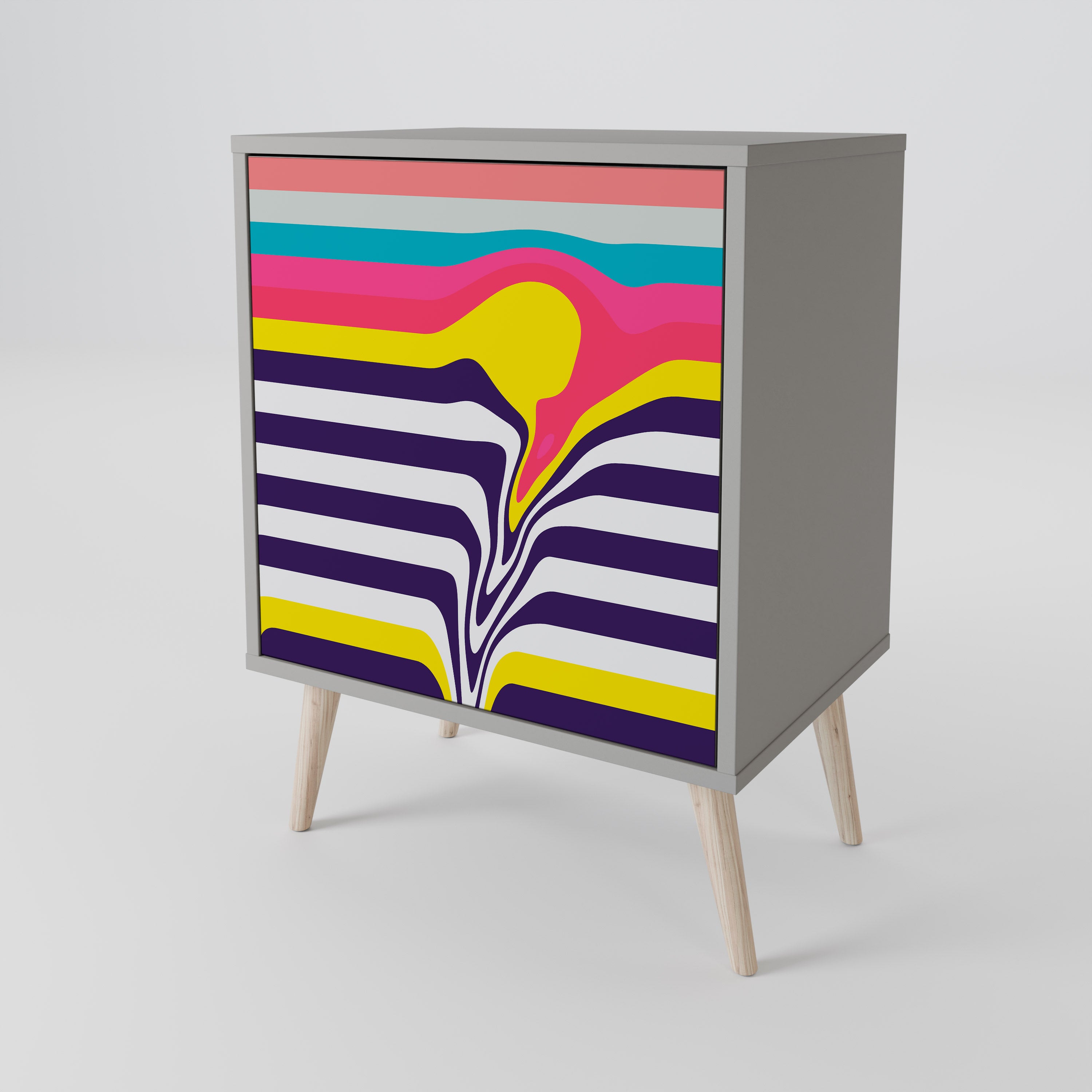 TONE COLLAPSE 1-Door Sideboard in Grey Finish