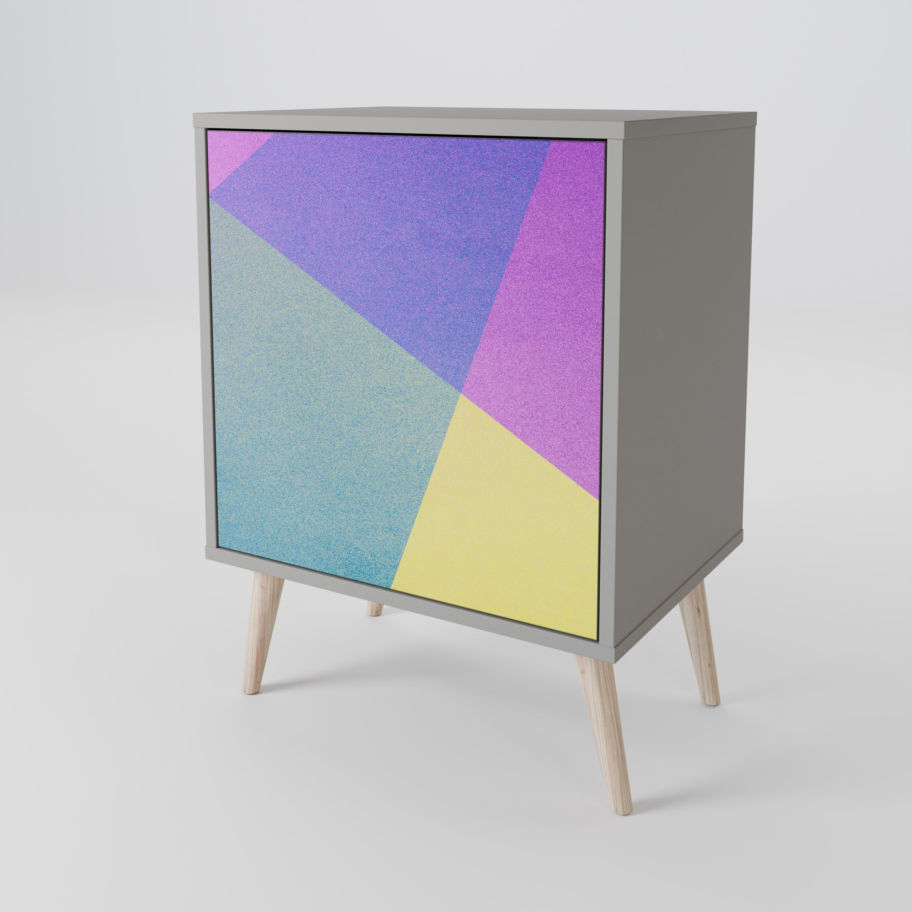 BRIGHT GEOMETRY 1-Door Sideboard in Grey Finish