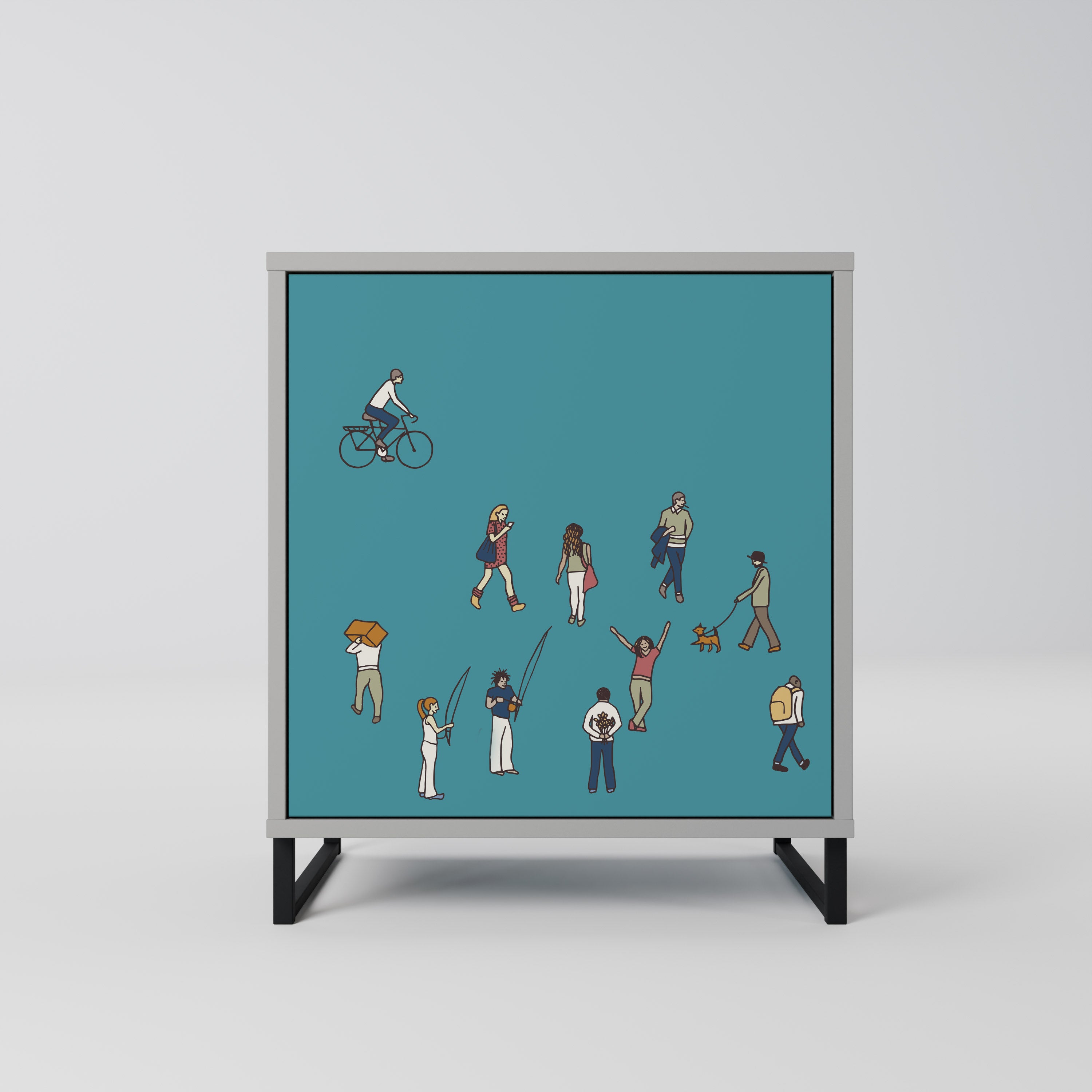 COLLECTIVE STREAM 1-Door Sideboard in Grey Finish