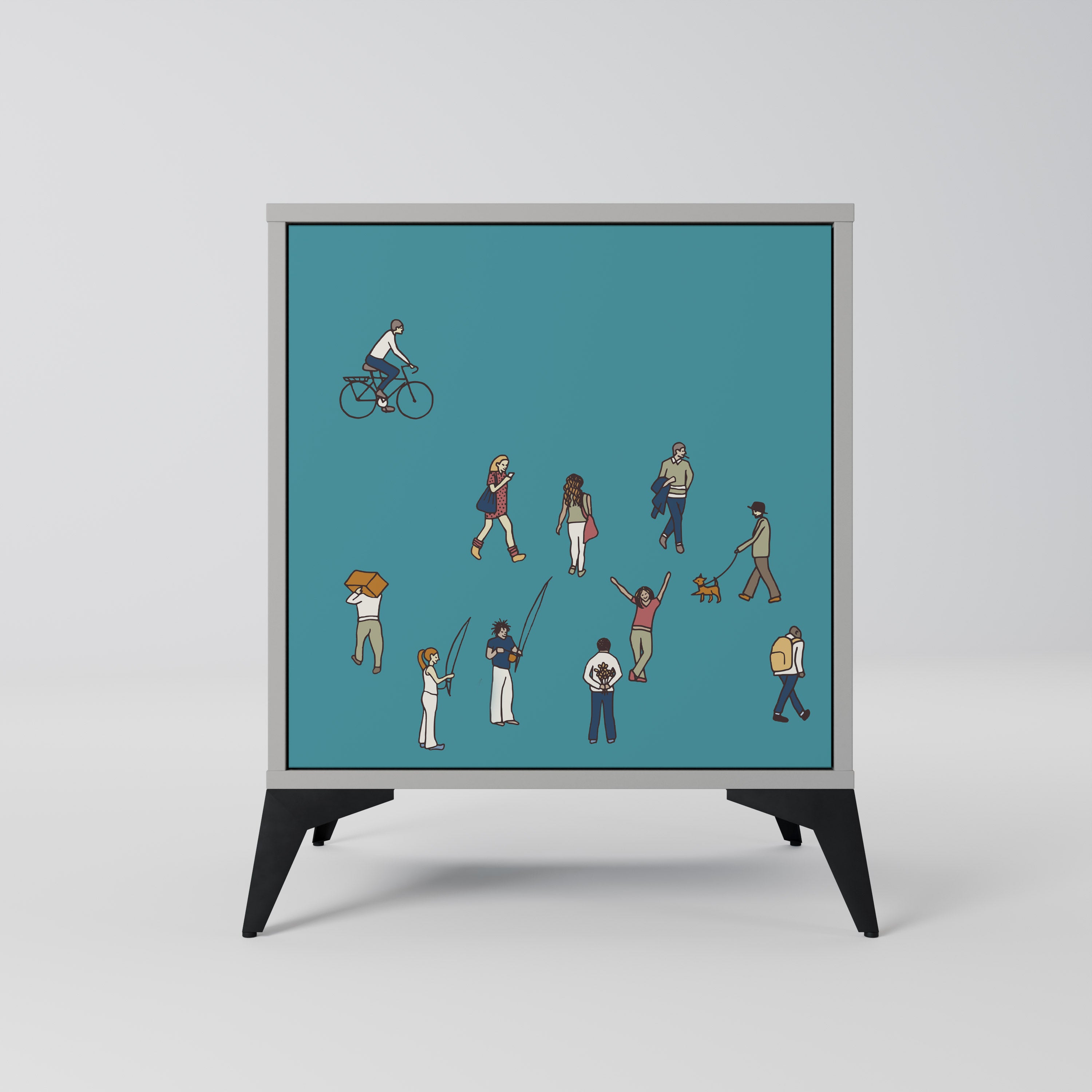 COLLECTIVE STREAM 1-Door Sideboard in Grey Finish