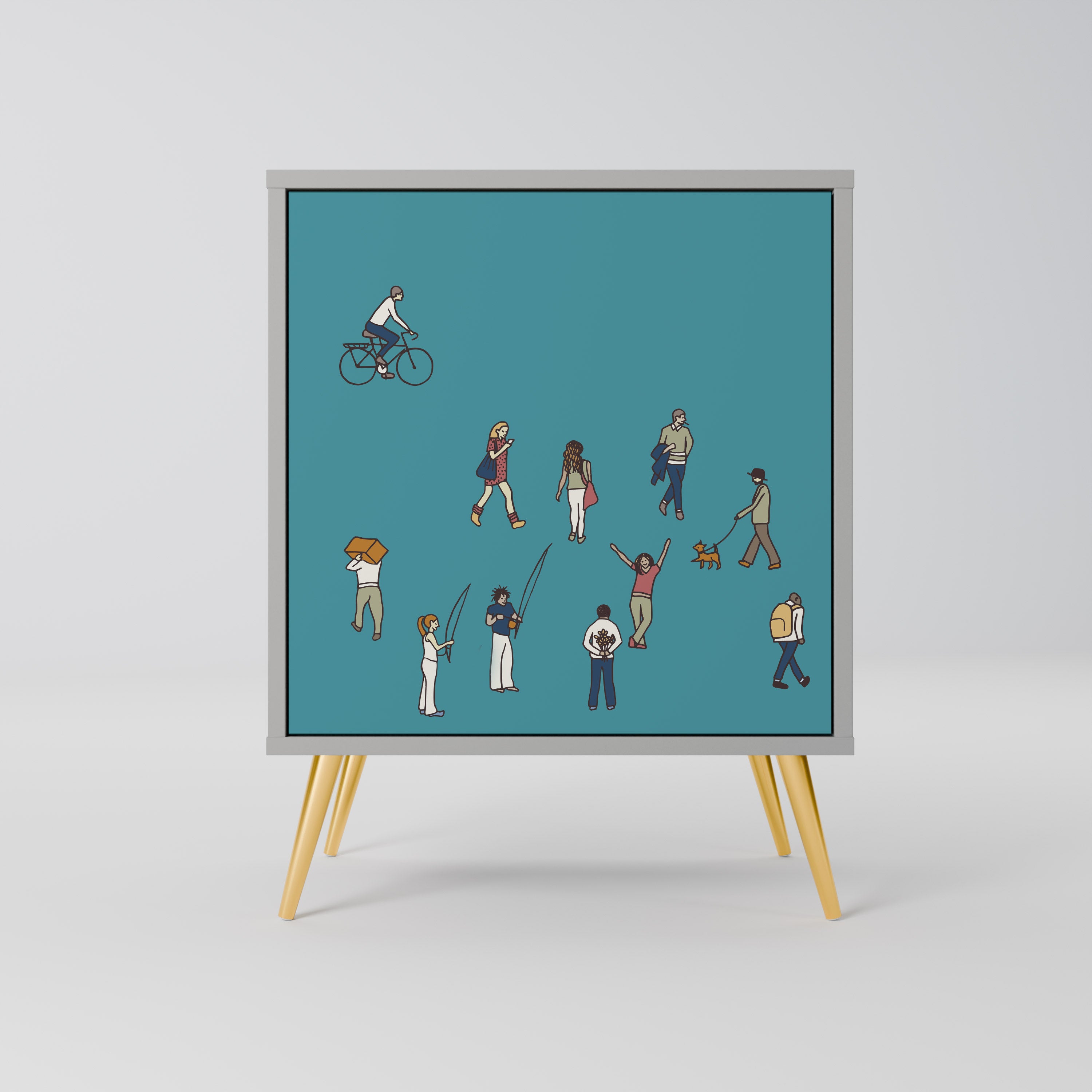 COLLECTIVE STREAM 1-Door Sideboard in Grey Finish