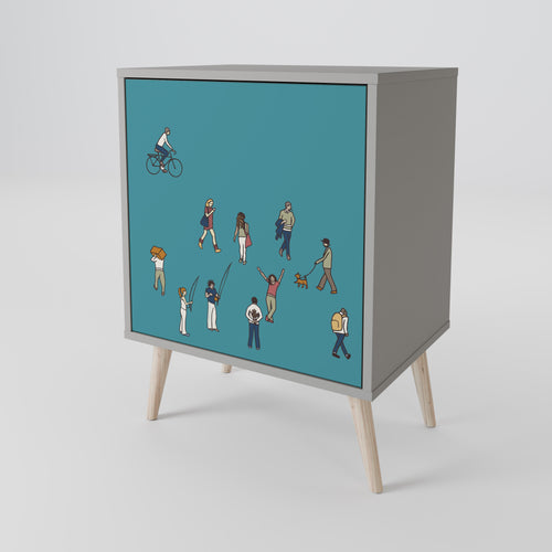 COLLECTIVE STREAM 1-Door Sideboard in Grey Finish