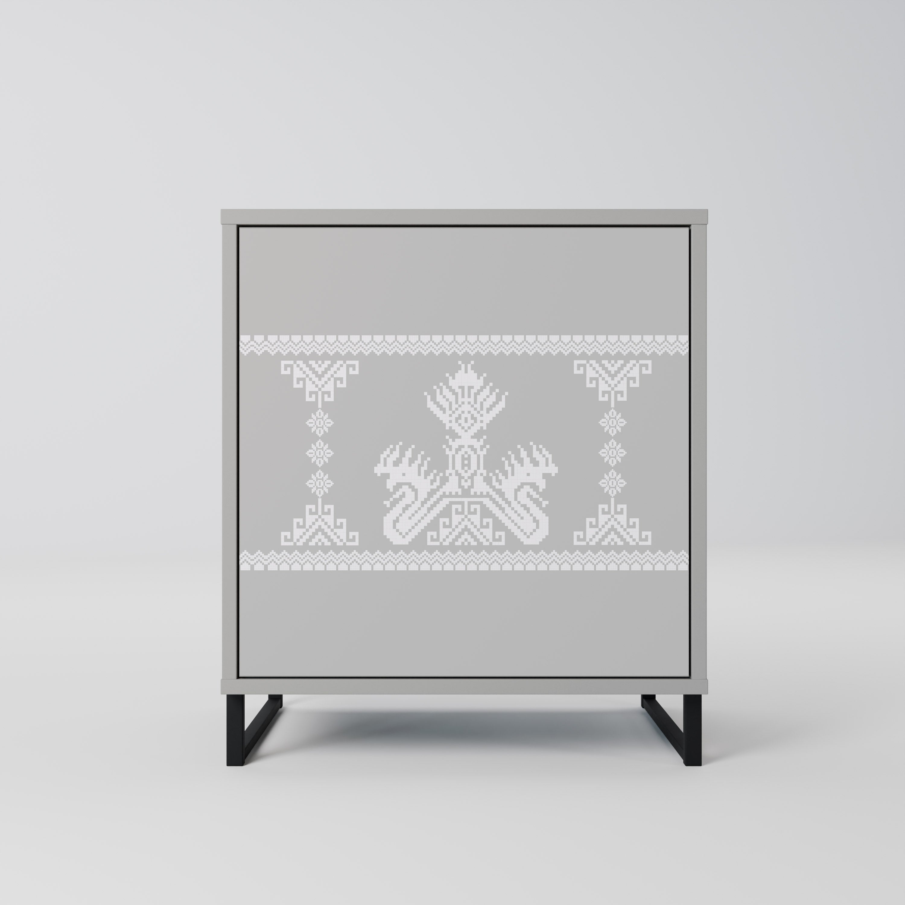 THAI GRAY 1-Door Sideboard in Grey Finish