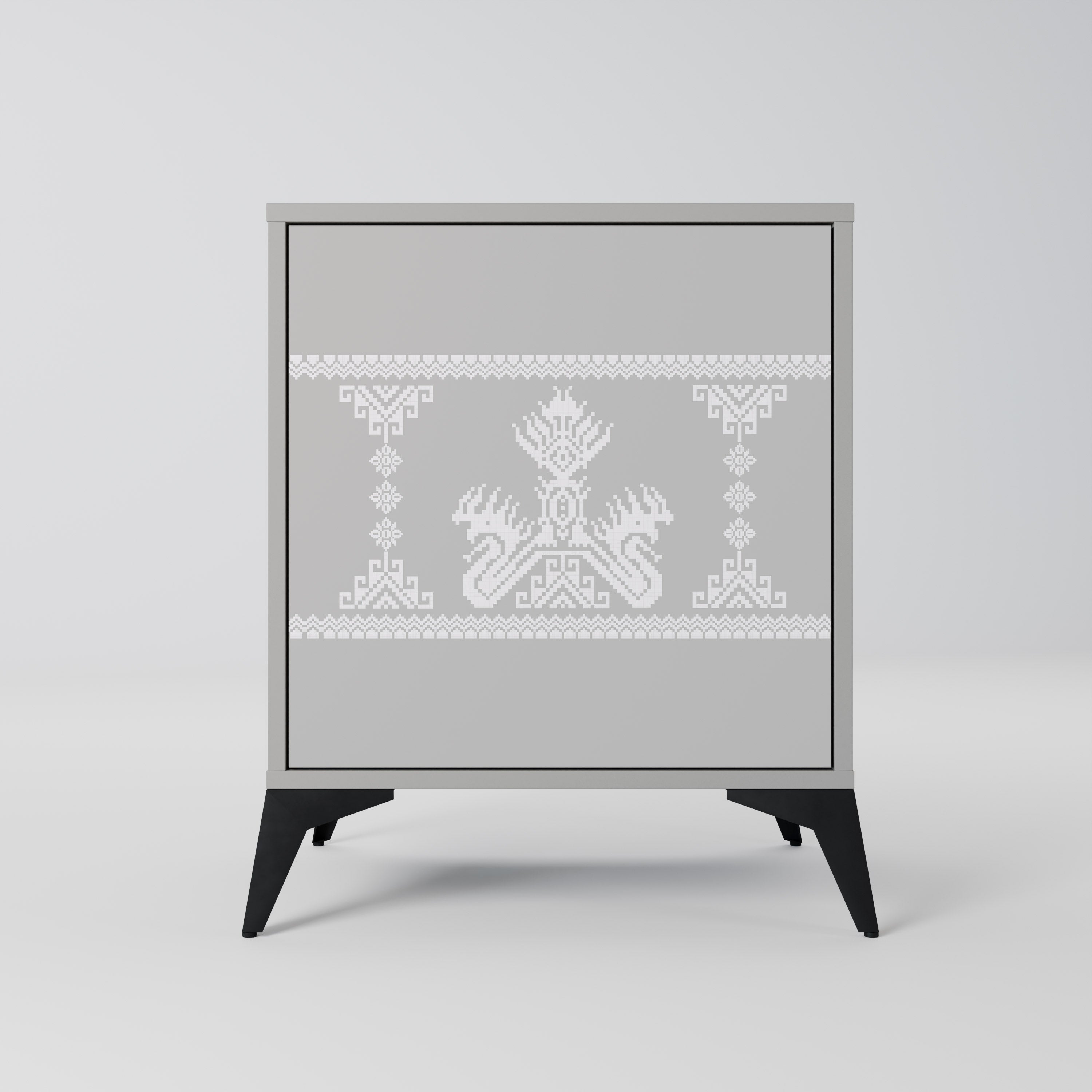 THAI GRAY 1-Door Sideboard in Grey Finish