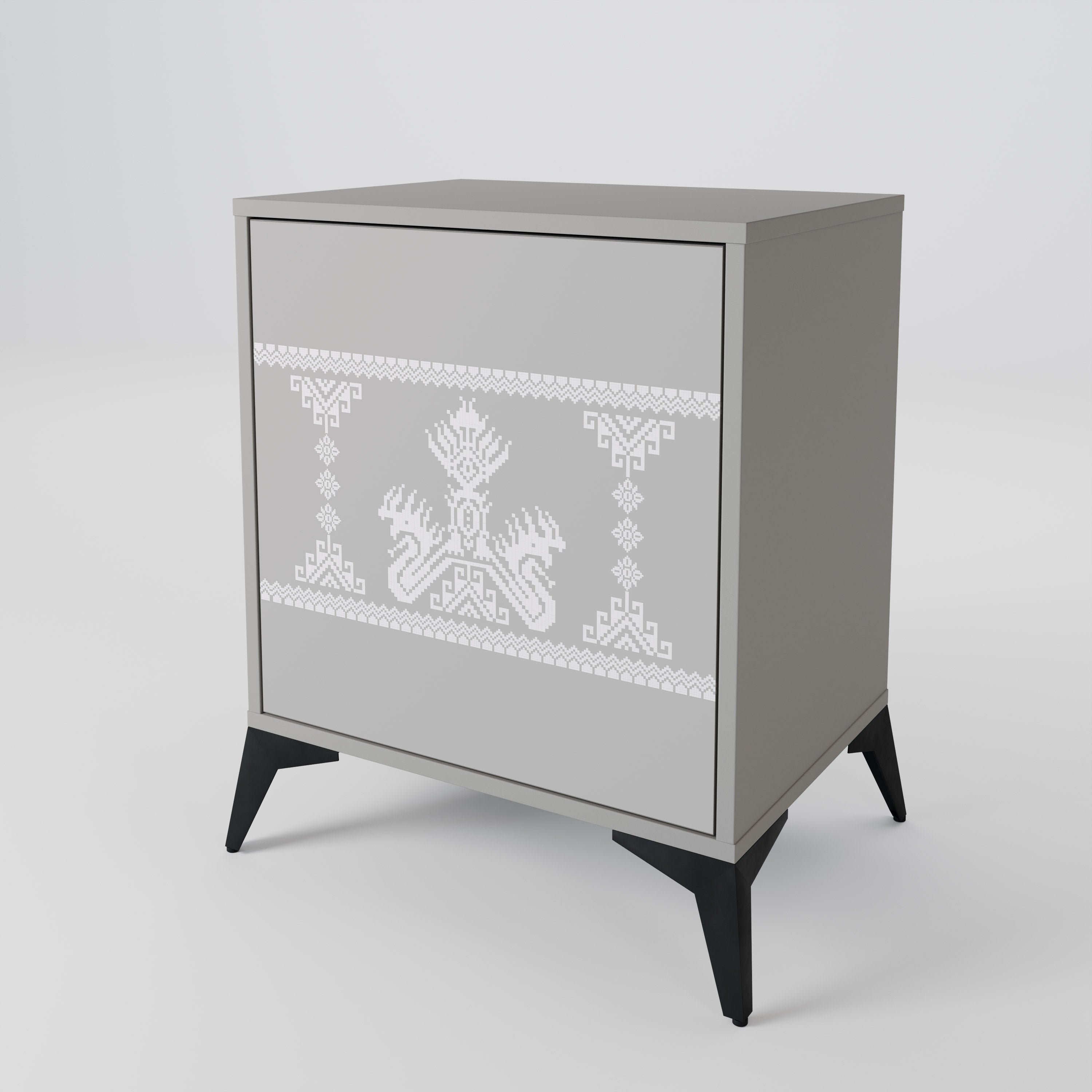 THAI GRAY 1-Door Sideboard in Grey Finish