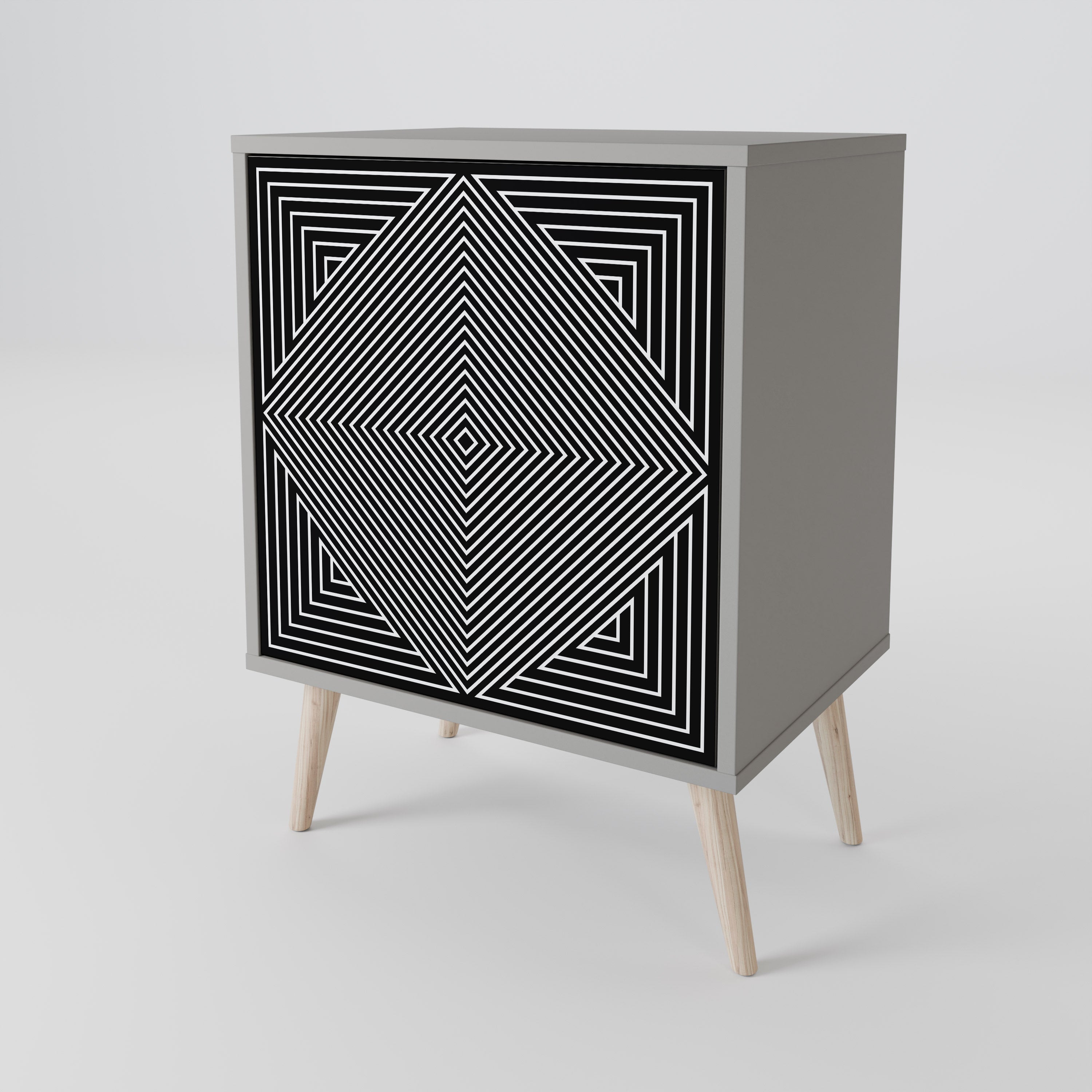POLYGON ILLUSION 1-Door Sideboard in Grey Finish
