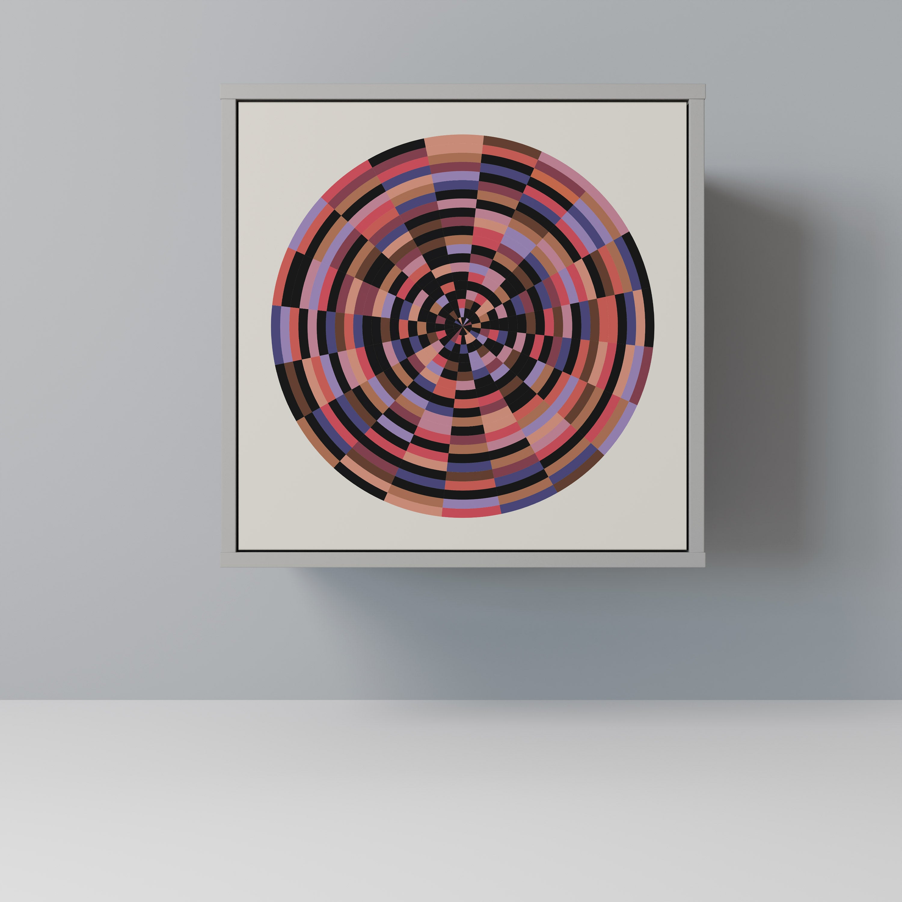 BROWN CIRCLES 1-Door Sideboard in Grey Finish