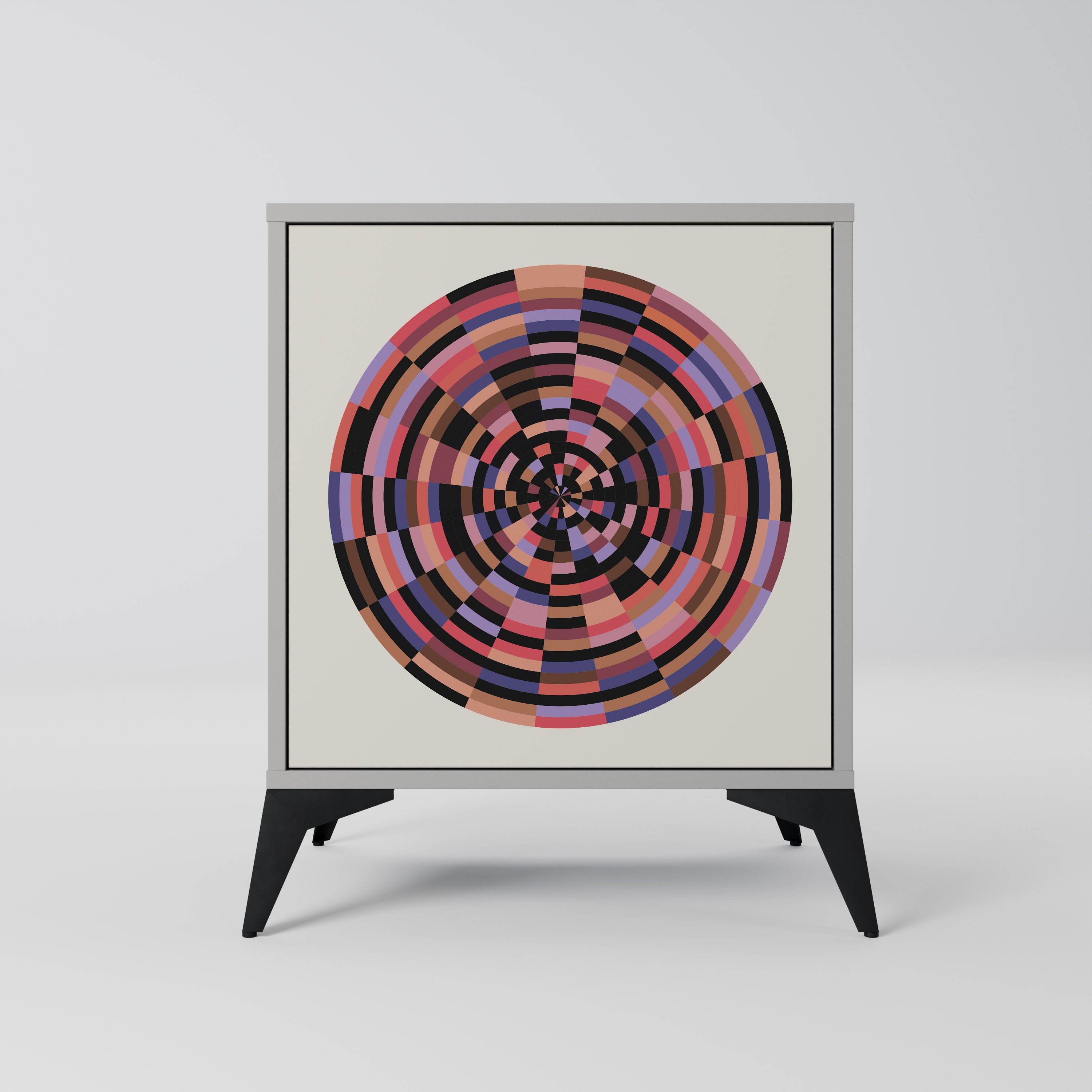 BROWN CIRCLES 1-Door Sideboard in Grey Finish