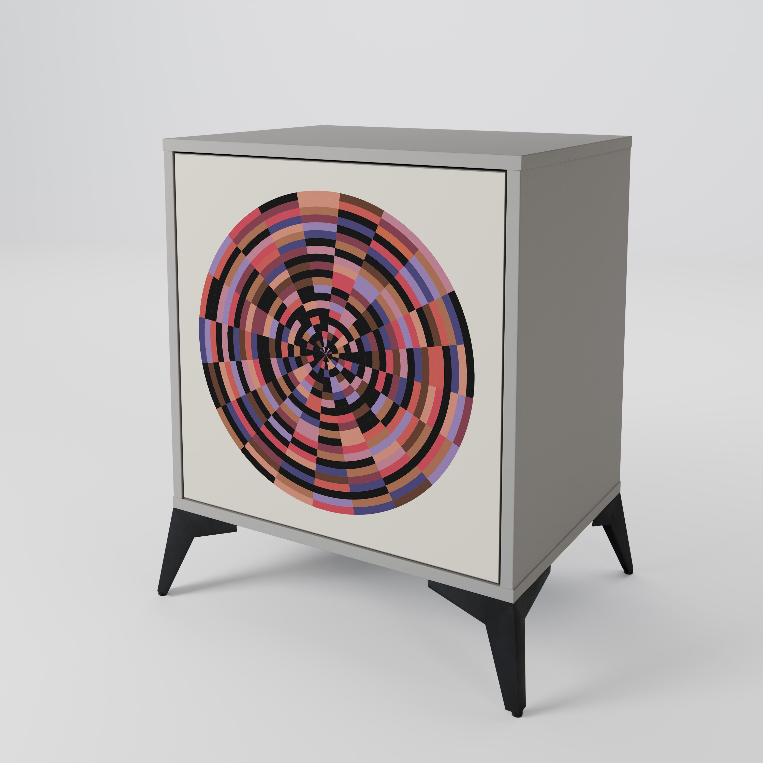 BROWN CIRCLES 1-Door Sideboard in Grey Finish