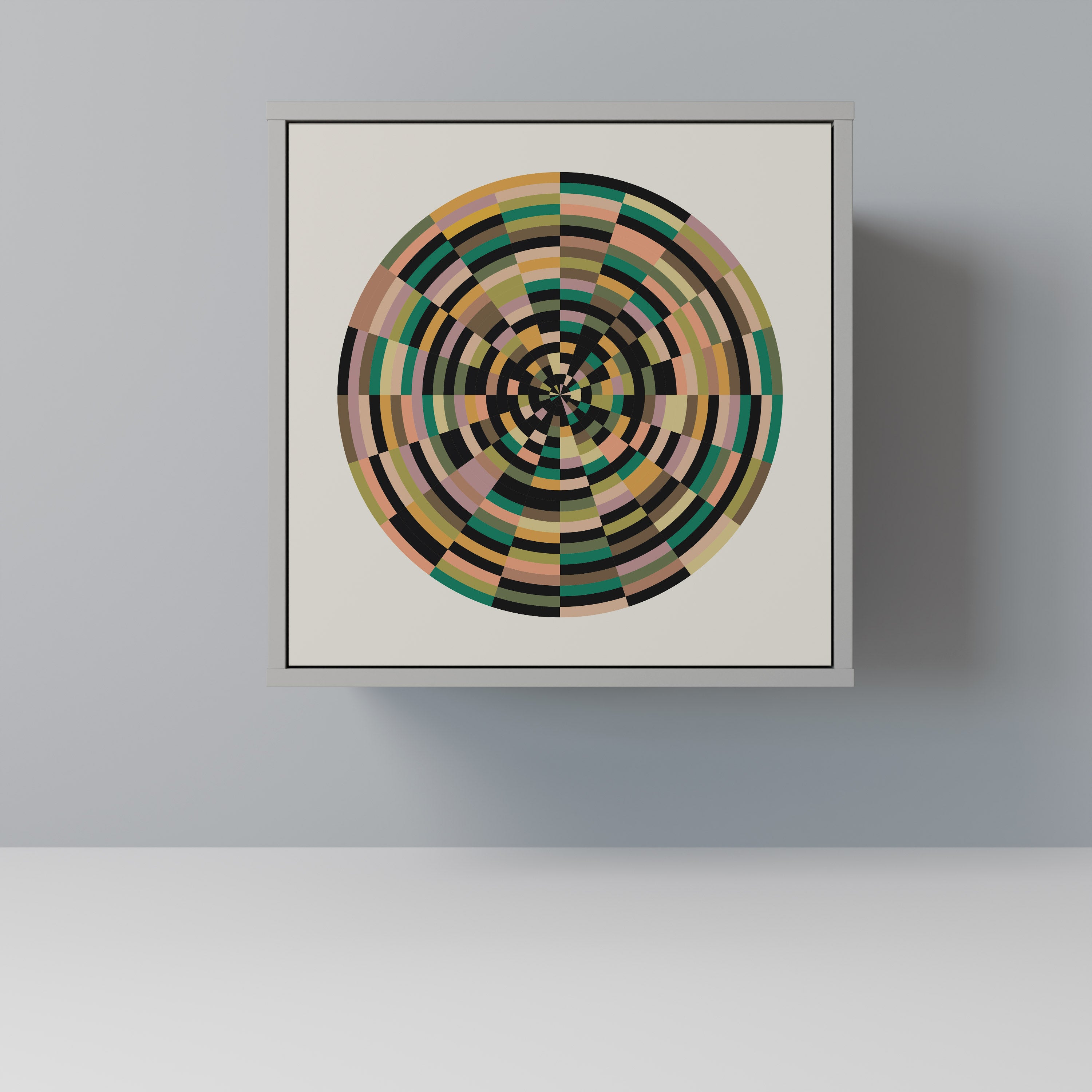 GREEN CIRCLES 1-Door Sideboard in Grey Finish