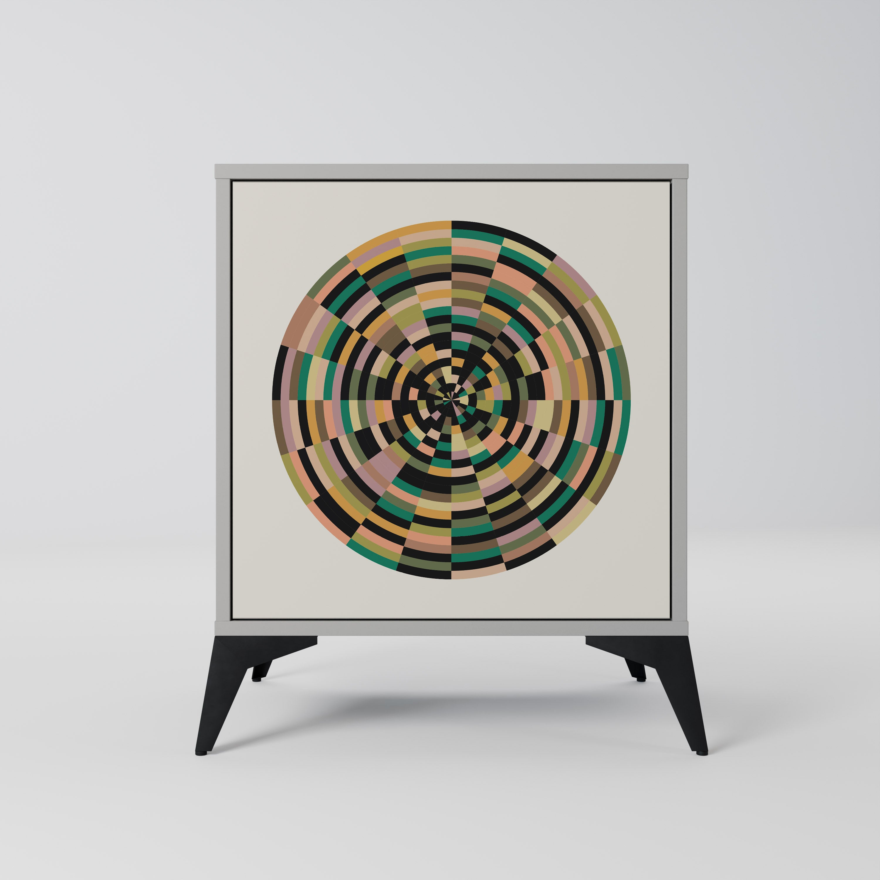 GREEN CIRCLES 1-Door Sideboard in Grey Finish