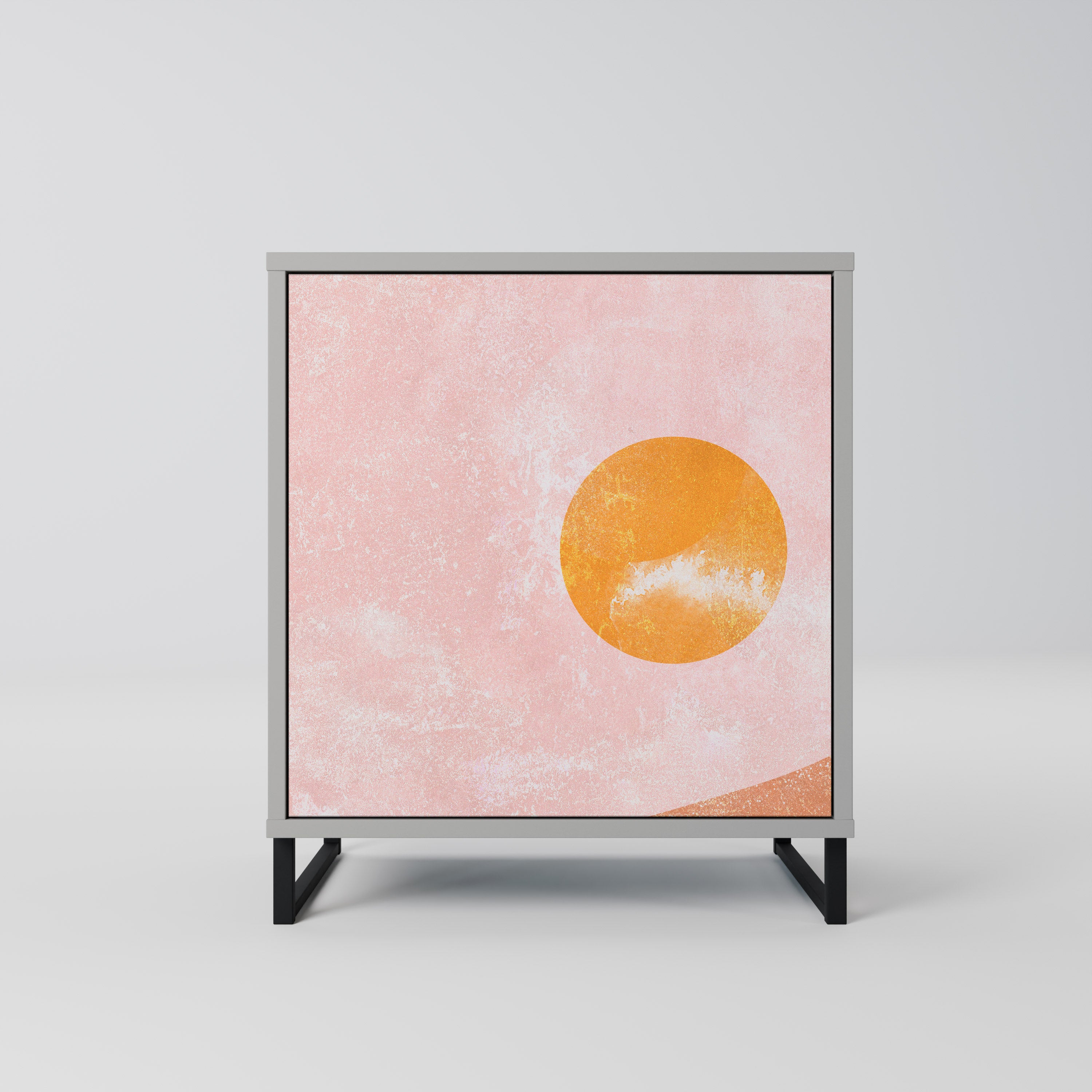 LUMINOUS SUNLIGHT 1-Door Sideboard in Grey Finish