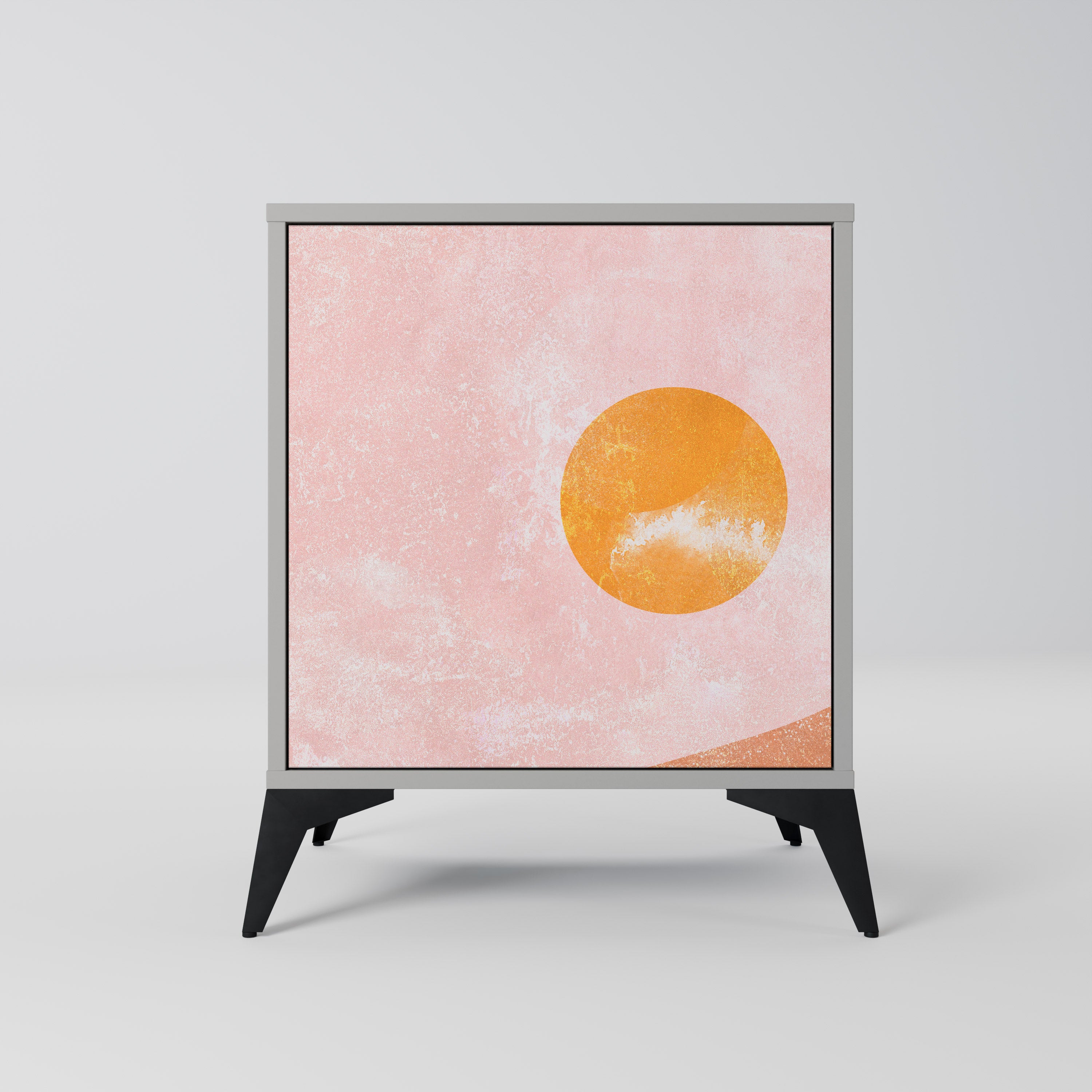 LUMINOUS SUNLIGHT 1-Door Sideboard in Grey Finish